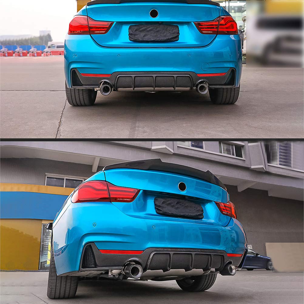 NINTE Rear Diffuser for 2014-2020 BMW 4 Series F32 F33 F36 - M Performance Style ABS Plastic with Carbon Fiber Coating | Lower Bumper Lip Spoiler | Enhances Aerodynamics & Sporty Look for Street & Track Racing