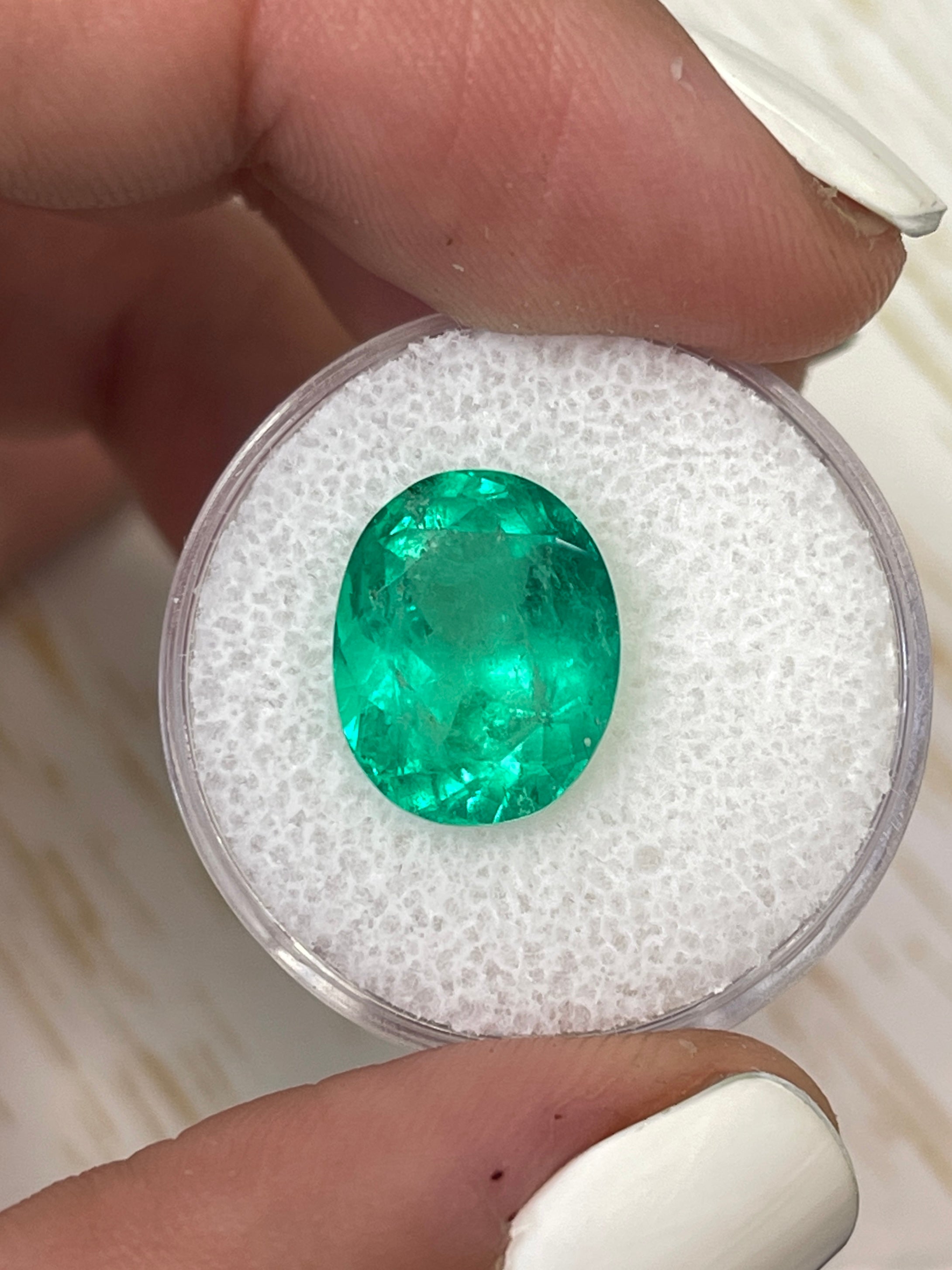 6.25 Carat 13.5x11mm Muzo Yellowish Green Natural Loose Colombian Emerald Oval Cut Gemstone for Jewelry Making, Engagement Rings & Luxury Gifts