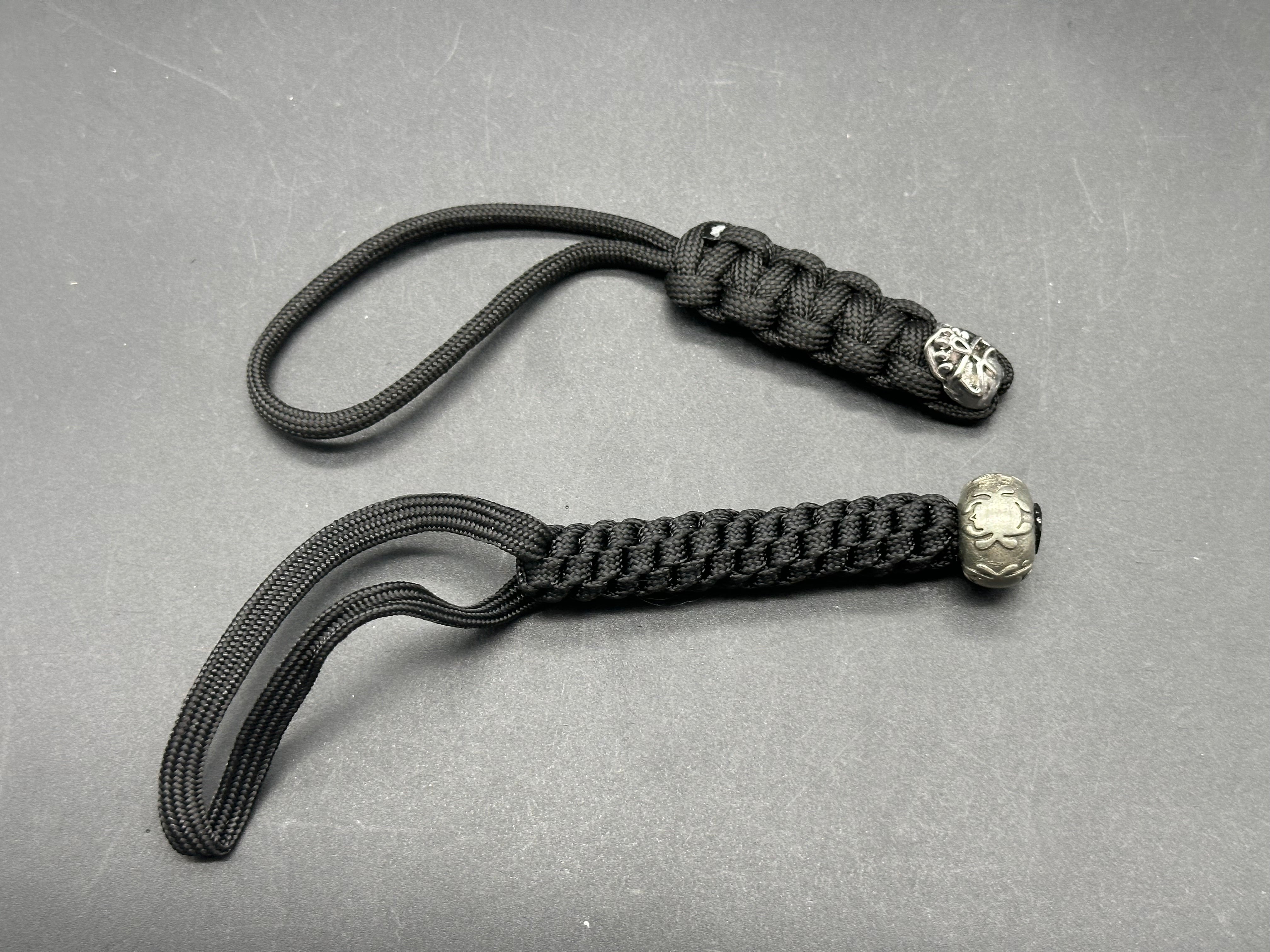 2 Pack Paracord Lanyards with Spyderco Bead & Skull Bead - Durable Survival Bracelets for Outdoor Camping, Hiking, and Emergency Preparedness