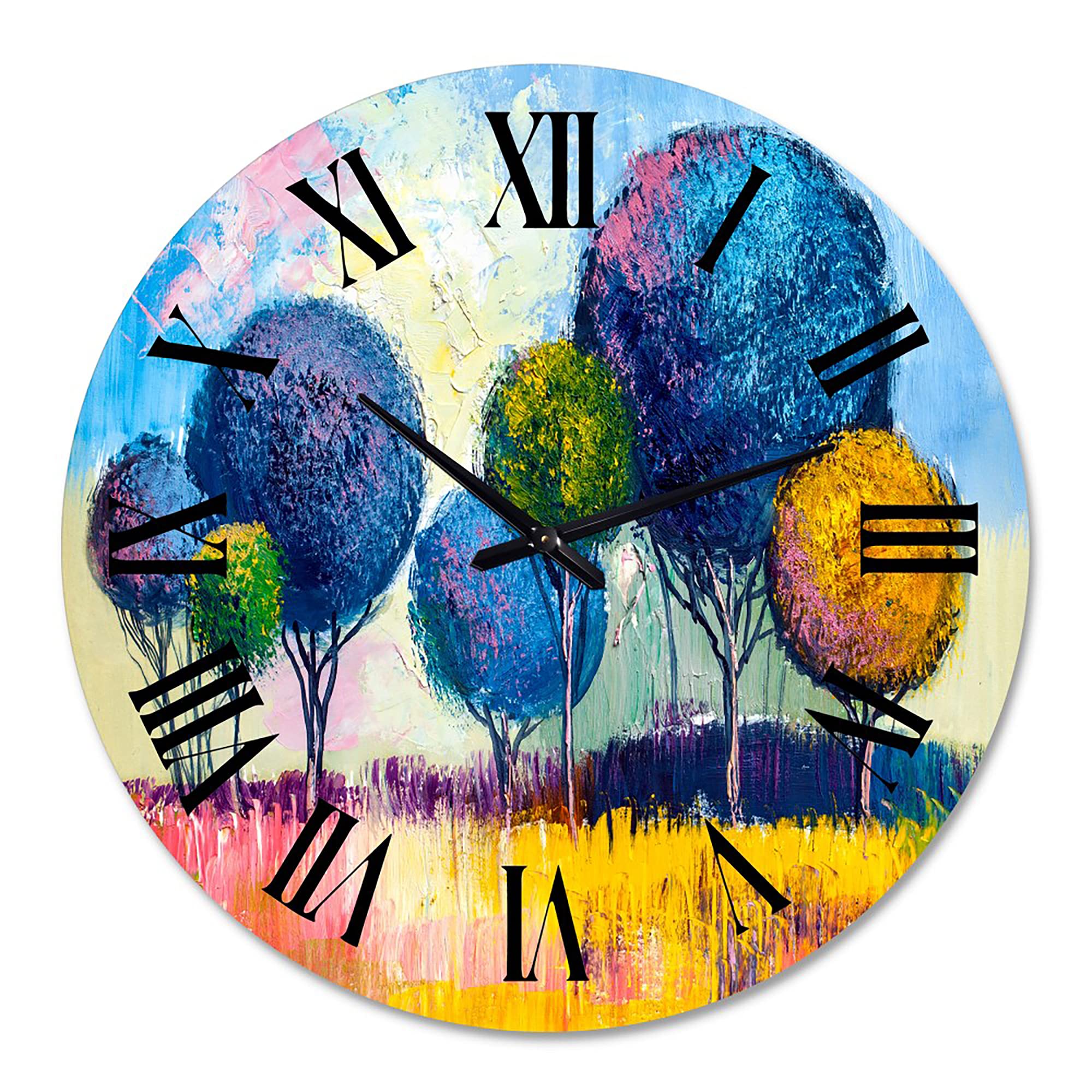 Autumn Fantasy Trees III - Large Modern Wall Clock for Home Decor, Bedroom, Living Room | Nature Landscape Art Design | Silent Non-Ticking Battery Operated