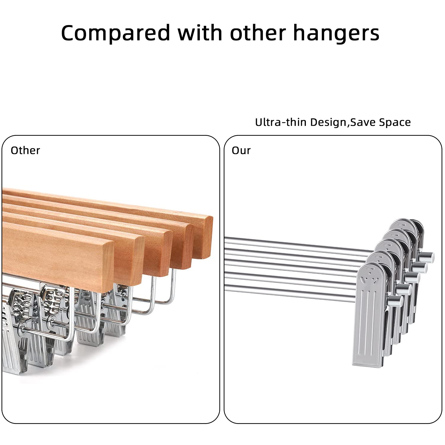 GoodtoU 10-Pack Adjustable Metal Pants Hangers with Clips - Strong Skirt & Jeans Hangers for Closet Organization, Space Saving Wardrobe Storage (Ideal for Travel, Laundry & Retail Display)