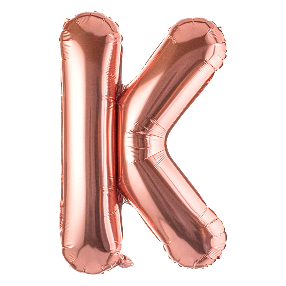 Rose Gold Mylar Letter K Balloon - 40 Inch Large Foil Alphabet Balloon for Birthday Party Decorations, Wedding, Anniversary & Graduation Celebrations - 1 Count Box