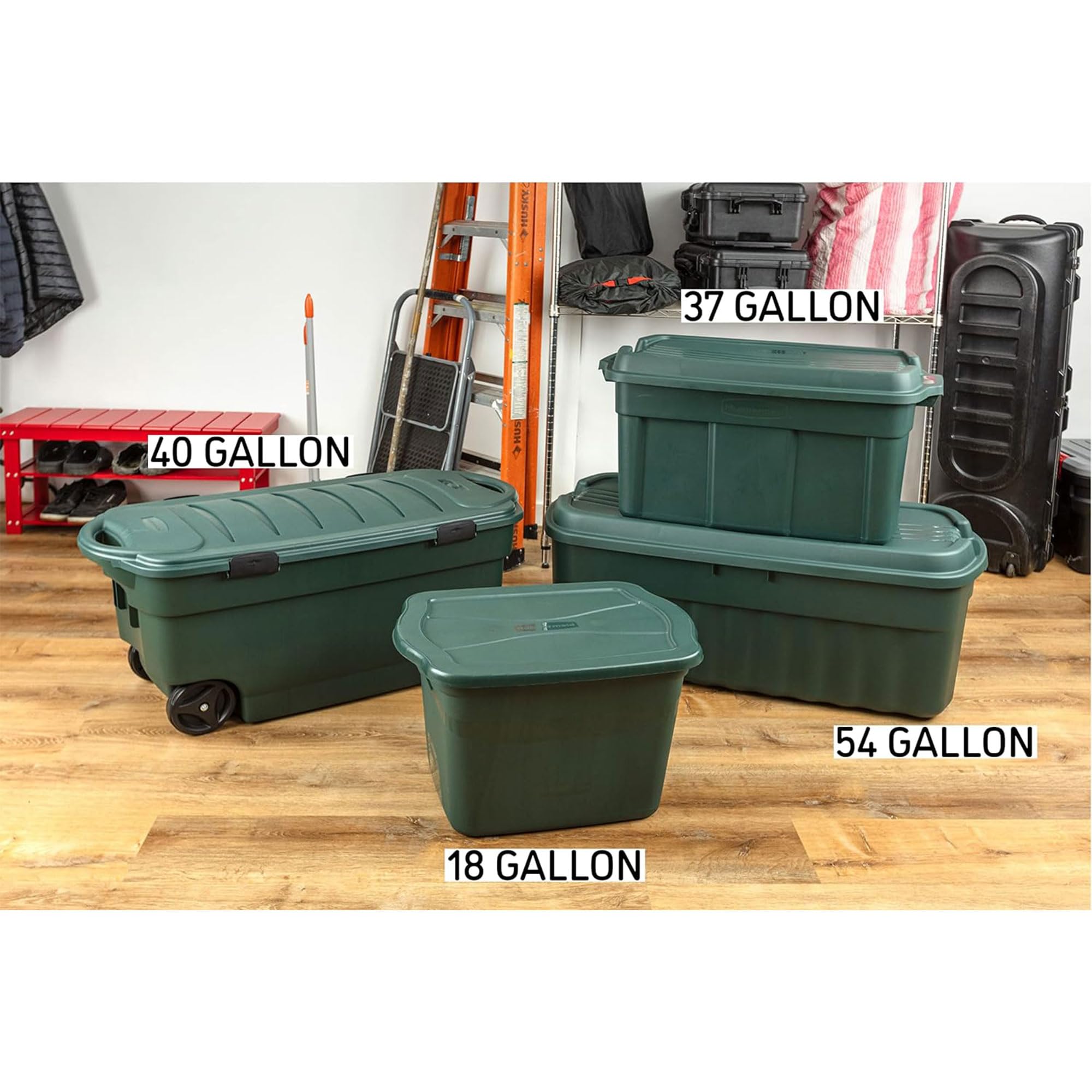 Rubbermaid ECOSense 18 Gallon Storage Containers with Lids (6-Pack) – Durable, Reusable & Stackable Plastic Bins for Garage, Home & Office Organization – Made from Recycled Materials – Perfect for Seasonal Decor, Toys & Clutter Storage