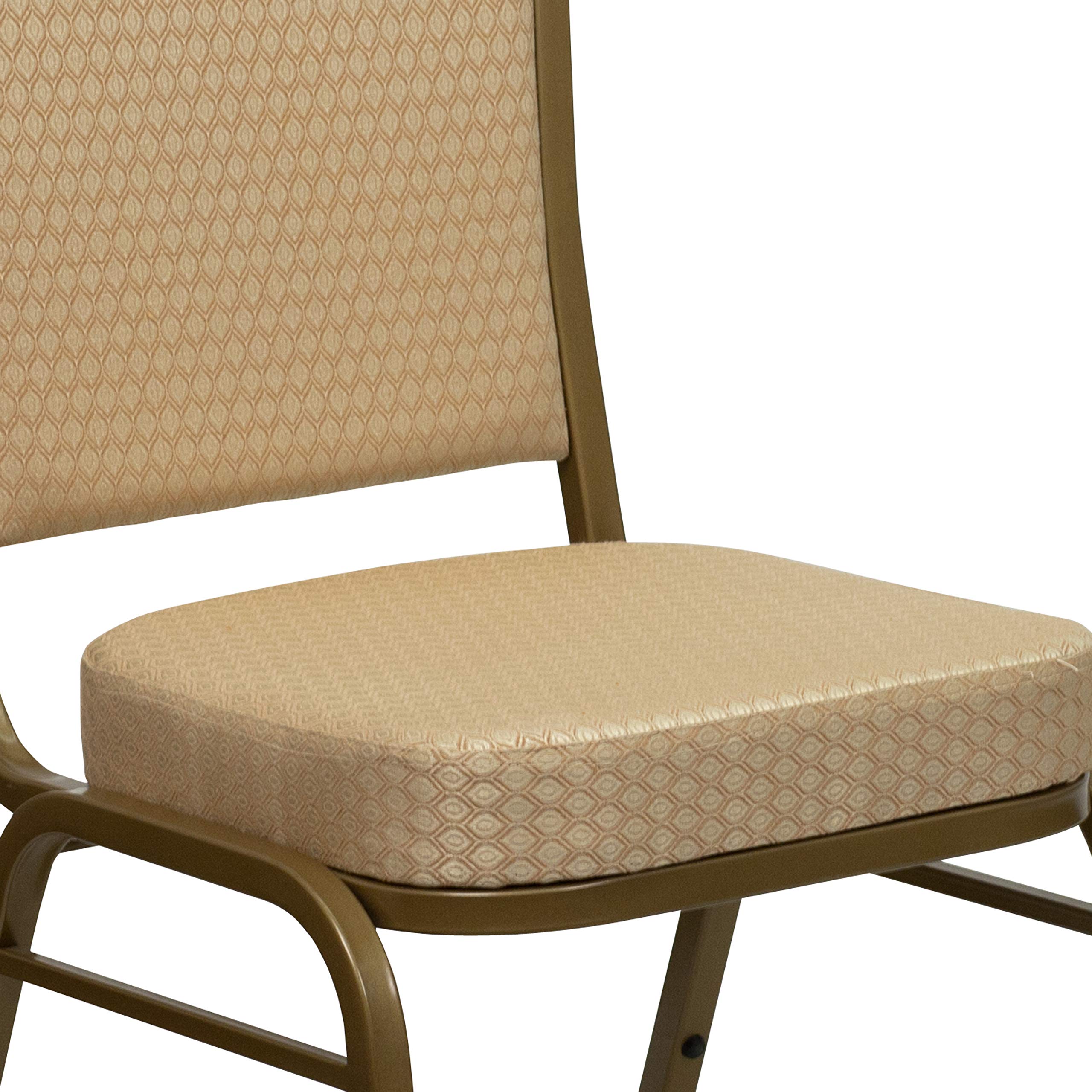 Flash Furniture HERCULES Series Beige Patterned Fabric Crown Back Stacking Banquet Chair with Gold Frame - Perfect for Weddings, Events & Conference Room Seating