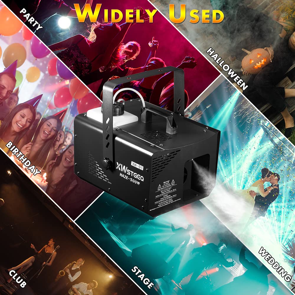 500W Haze Machine with Continuous Fog Output - Manual, Wireless Remote & DMX Control for Stage, DJ, Halloween, Club, Christmas & Wedding Light Shows | Perfect for Parties, Concerts & Events