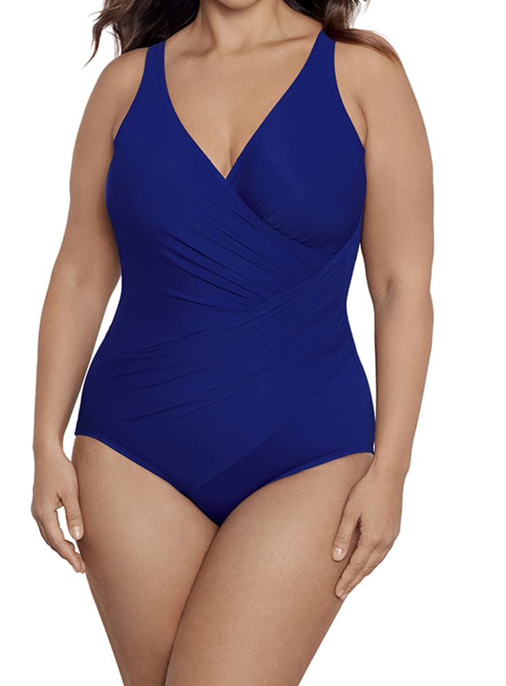 Miraclesuit Women's Plus Size One Piece Swimsuit - Oceanus High Waisted Tummy Control Bathing Suit for Beach, Pool & Vacation