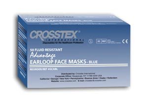 Crosstex GCABL Advantage Latex-Free Blue Ear Loop Face Masks - 500 Pack - Comfortable & Breathable for Healthcare, Office & Daily Protection