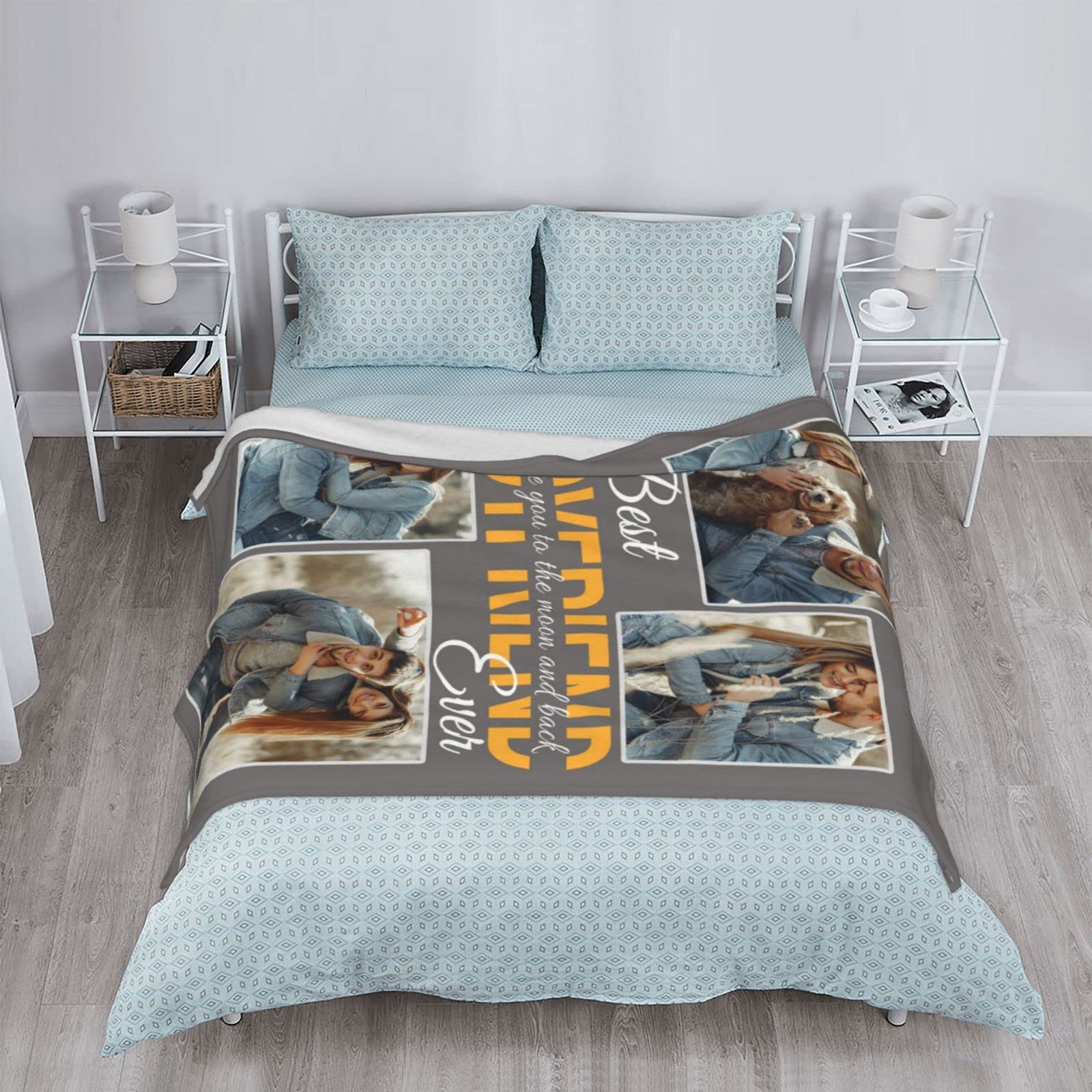 Personalized Couple Blankets for Him - Custom Anniversary, Wedding & Valentine's Day Gifts for Boyfriend | Thoughtful Birthday & Long Distance Relationship Presents | Perfect for Romantic Nights & Cozy Movie Dates