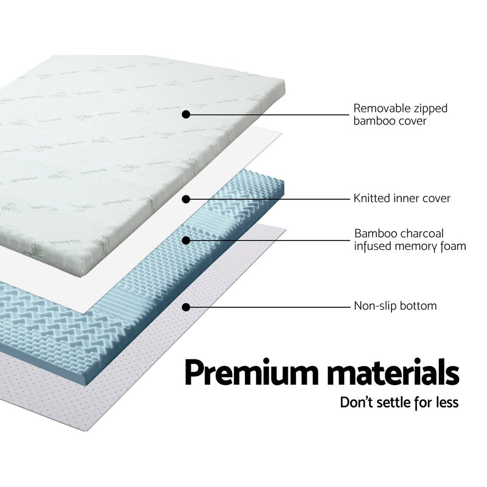 7-Zone Cool Gel Memory Foam Mattress Topper with Breathable Bamboo Cover - 8cm Thick - Queen Size for Back Pain Relief & Pressure Relief - Perfect for Hot Sleepers, Side Sleepers & Couples