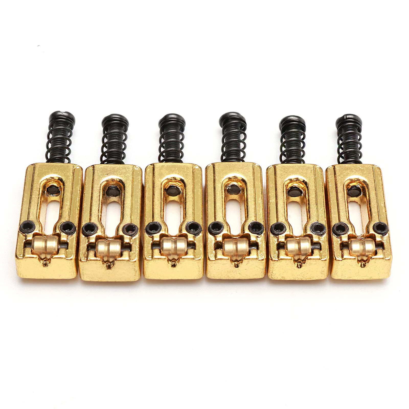 6-Piece Gold Roller Ball Bridge Saddles for Fender Strat & Tele Electric Guitars - Smooth String Action & Enhanced Sustain - Perfect for Live Performances & Studio Recording