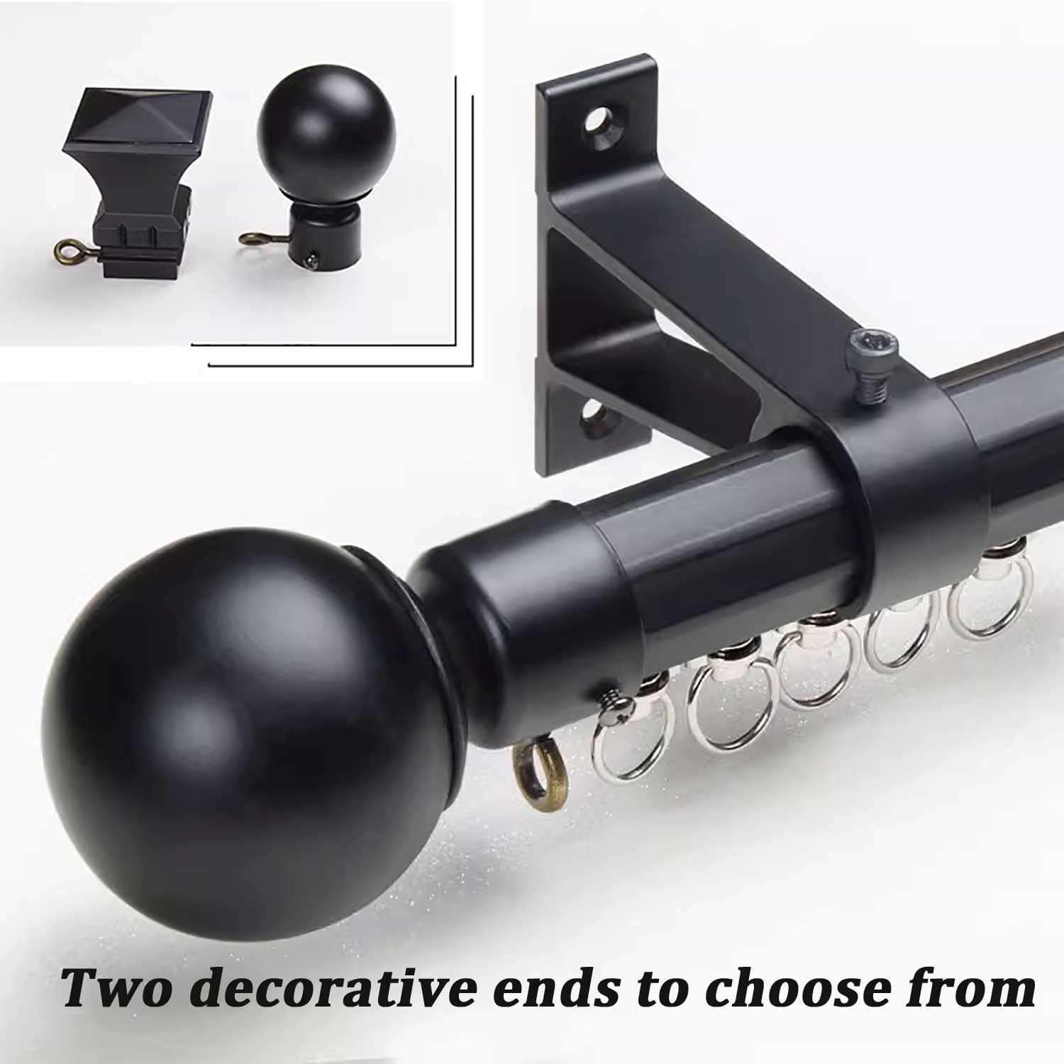 Black Aluminum Roman Rod Curtain Track - Heavy Duty Wall Mount Curtain Rail for Living Room, Bedroom & Shower Room Divider - 4.5m (14.8ft) - Perfect for Home Decor & Space Partitioning