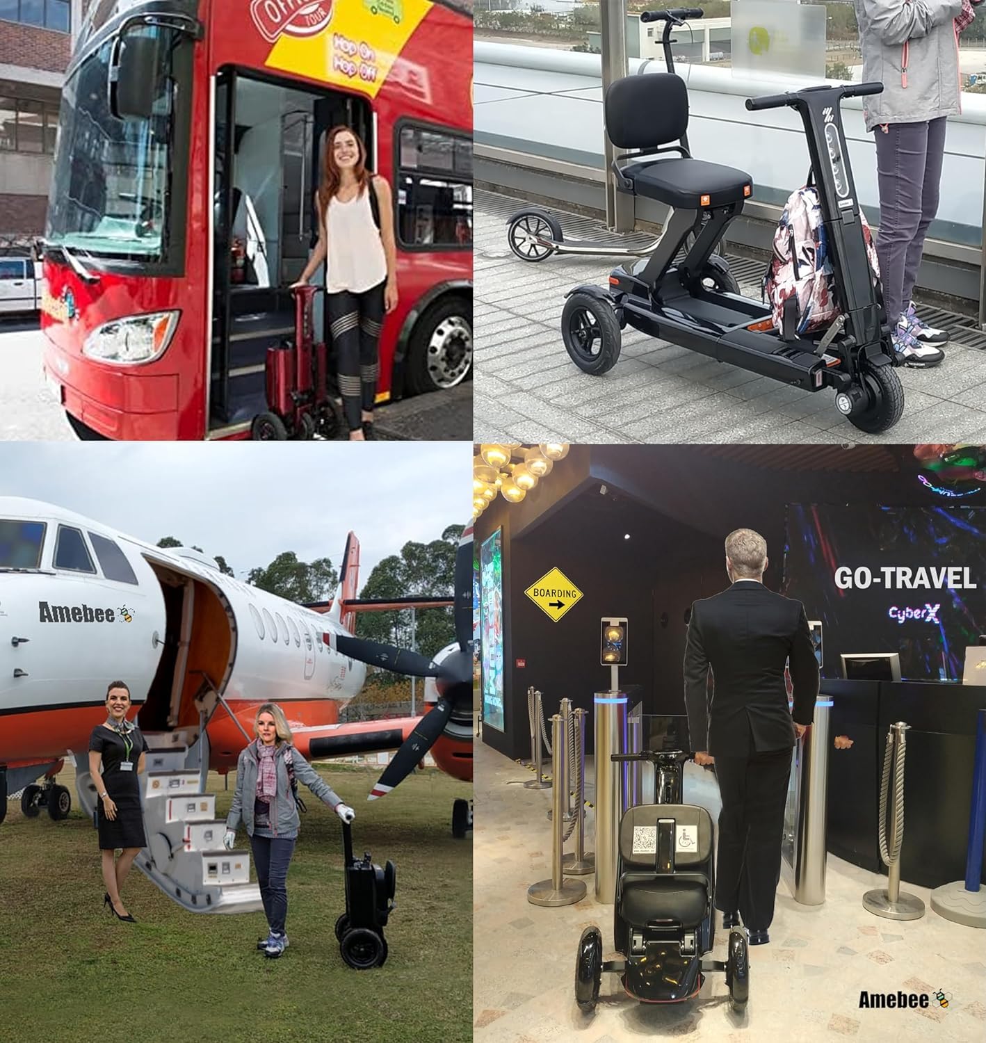 Amebee Foldable Mobility Scooter - Lightweight & Compact Travel Aid for Adults & Seniors - Portable Handicap Scooter with Strong Frame - Perfect for Shopping, Travel & Outdoor Activities