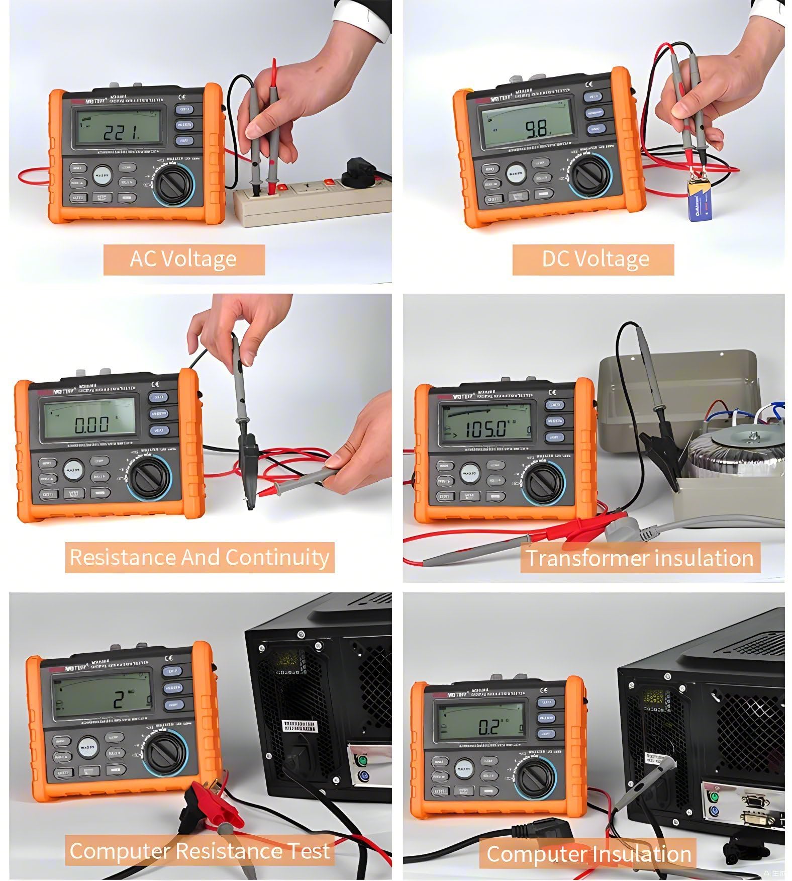 MS5205 Digital Insulation Resistance Tester - 2500V Megohmmeter with Auto PI/DAR Calculation (0.01-100GΩ) for Electrical Equipment Maintenance & High Voltage Testing | Perfect for Industrial Electricians, HVAC Technicians & Power System Diagnostics
