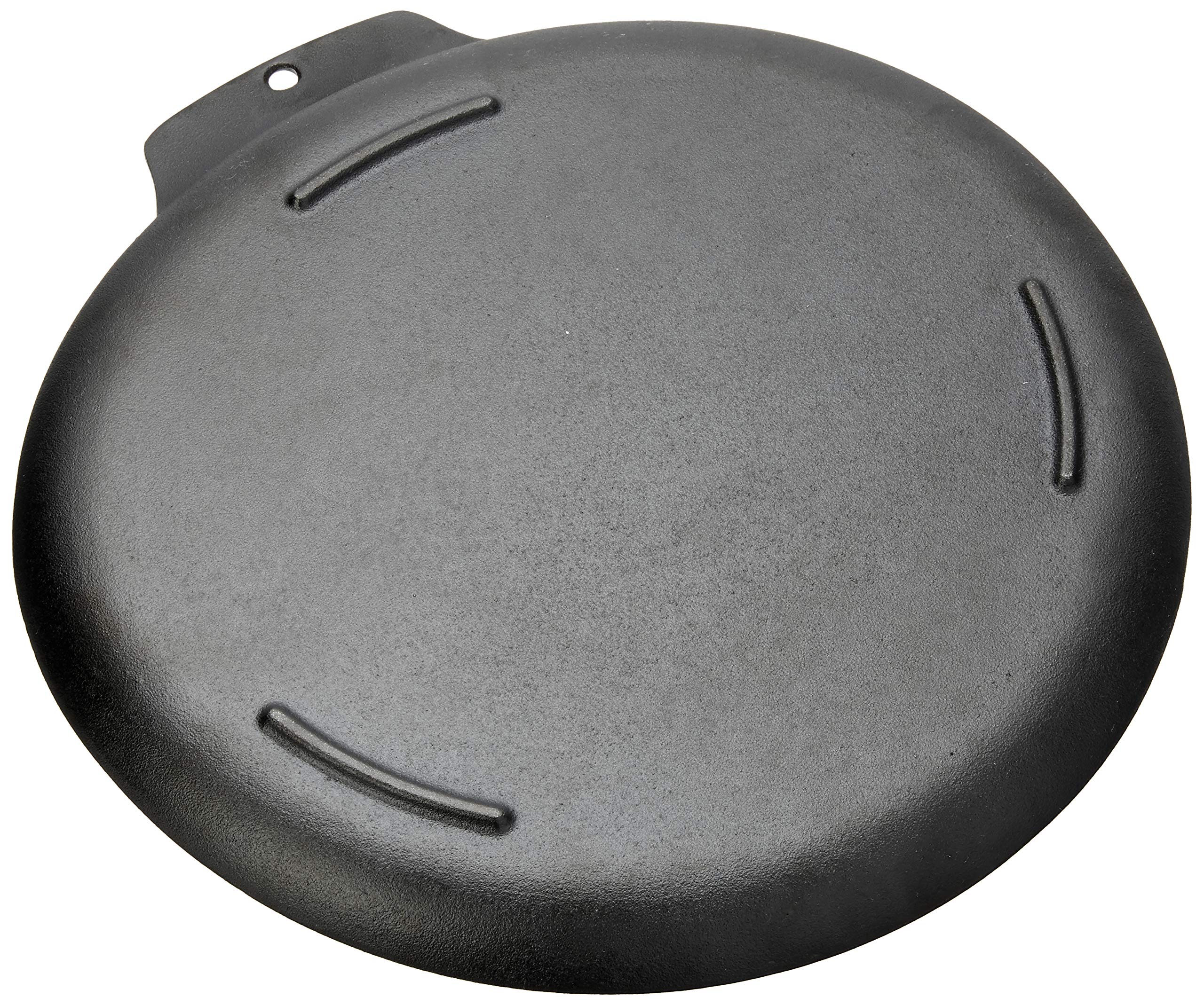 Outset 76378 Scallop Cast Iron Grill and Serving Pan - Black | Heavy Duty Pre-Seasoned Griddle for Steak, Seafood & Vegetables | Perfect for Indoor & Outdoor Cooking, Camping, BBQs & Family Gatherings