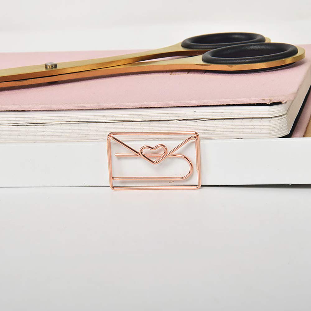 Envelope Shaped Small Paper Clips - 20pcs Cute Office & School Supplies for Bookmarking, Wedding Invitations, Valentine Decorations - Perfect for Planners, Notebooks & Party Decor