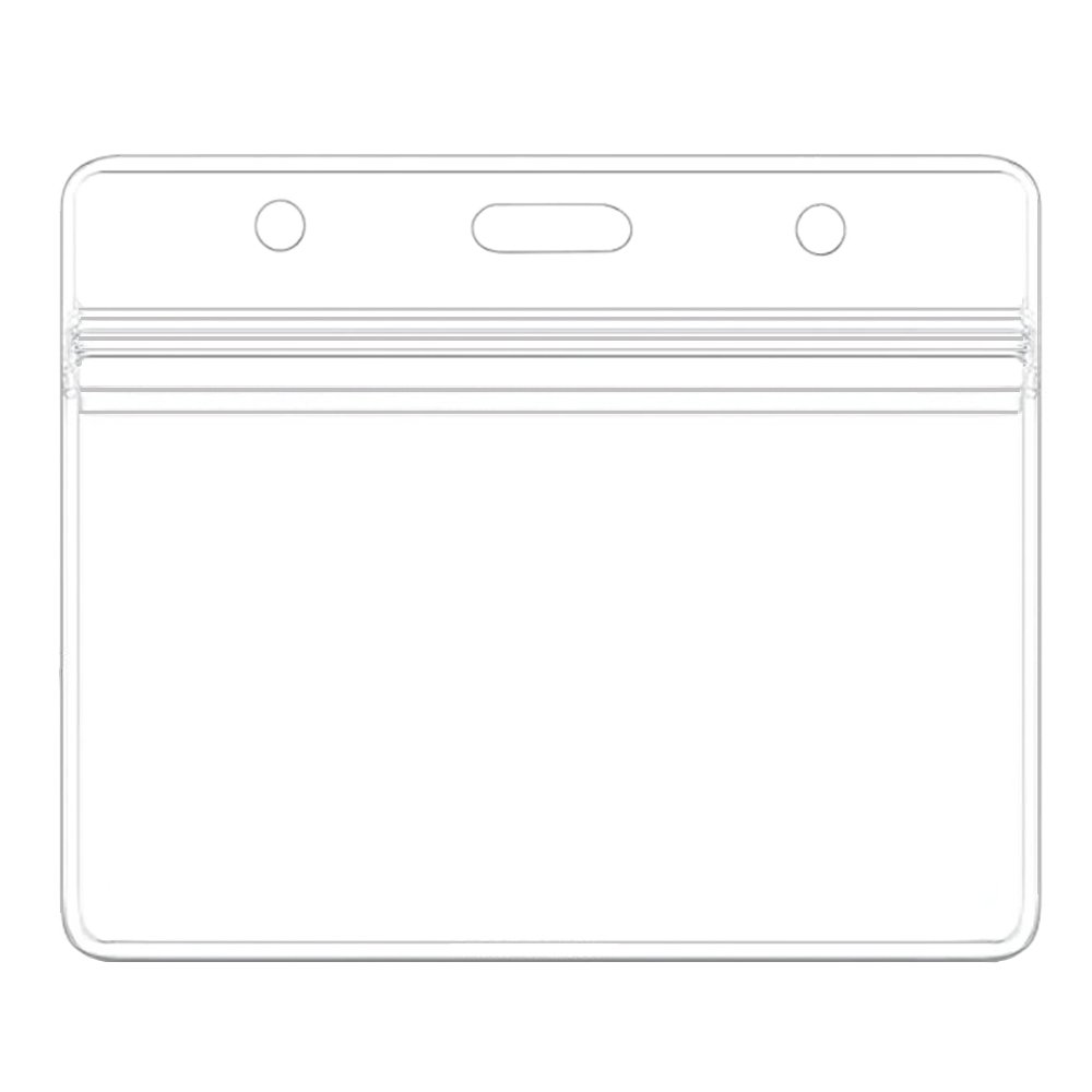 Horizontal Badge Holders - 6 Pack Sealable Waterproof Clear Plastic Name Tag & ID Card Holders for Work, Events, Conferences & Security Badges