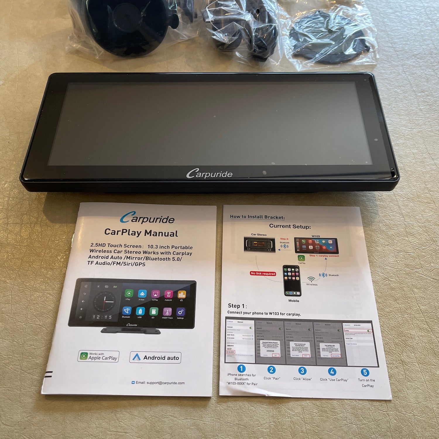 Carpuride 10 Inch Touchscreen Apple CarPlay & Android Auto Car Stereo with Rearview Camera - Wireless Connectivity for iPhone & Android - Perfect for Road Trips & Daily Commuting