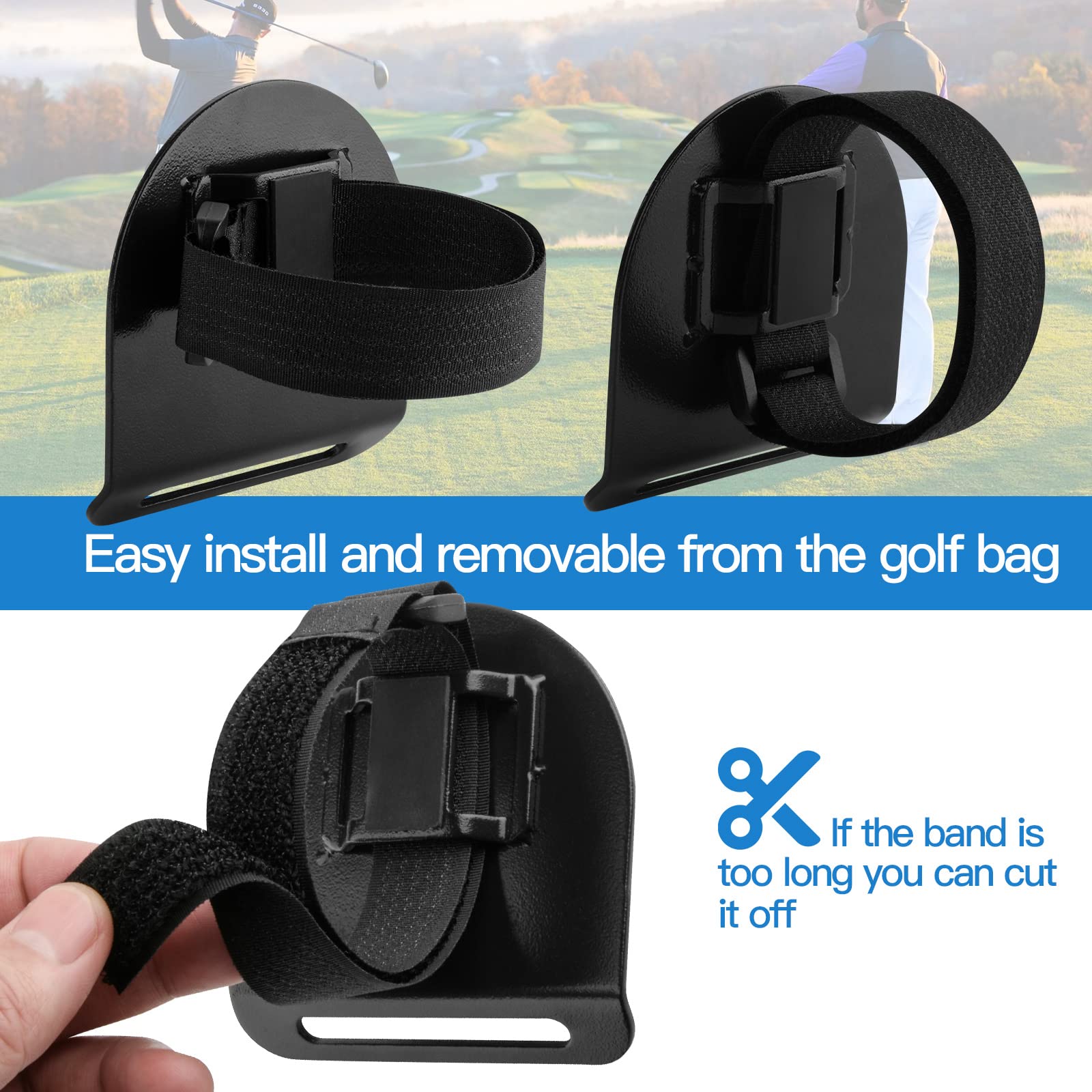 Magnetic Golf Bag Landing Pad - Secure Holder for Magnetic Golf Accessories Like Rangefinders & Towels | Durable Metal Clip with 2 Hook & Loop Straps | Perfect for Golf Course & Driving Range Use