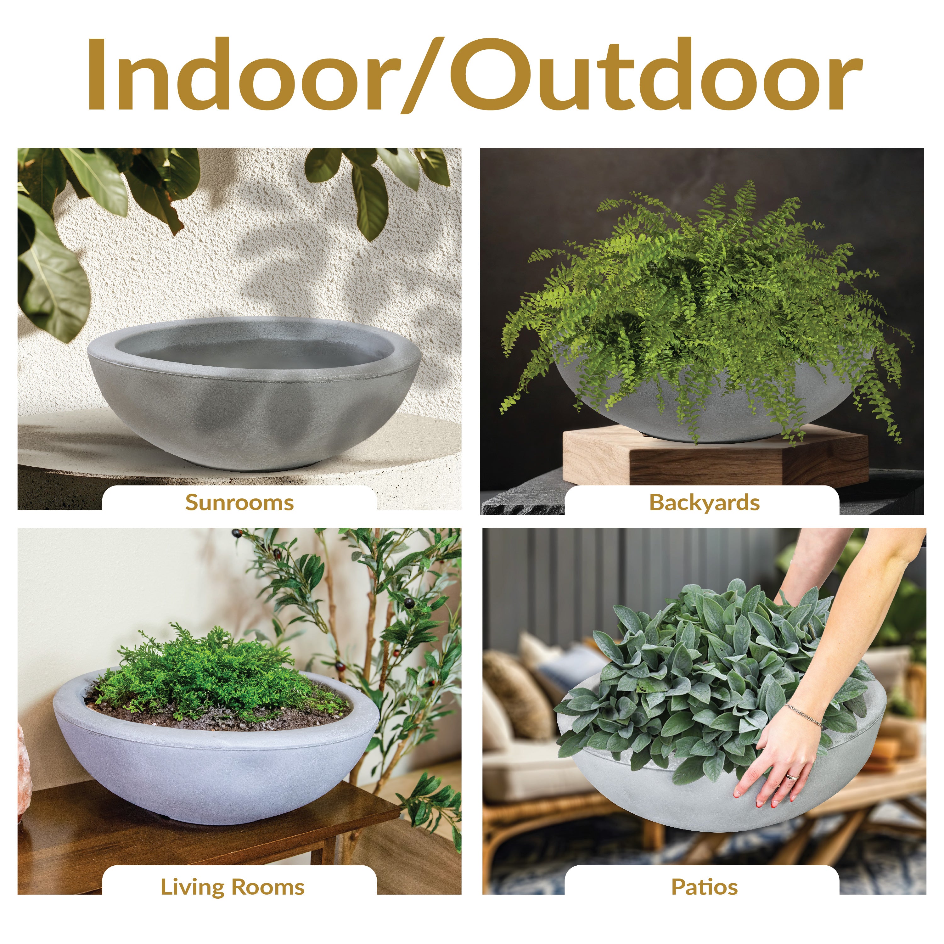 20.75 Inch Sunnydaze Percival Polyresin Outdoor Planter Bowl - Durable Garden Decor for Patio, Porch & Backyard Landscaping