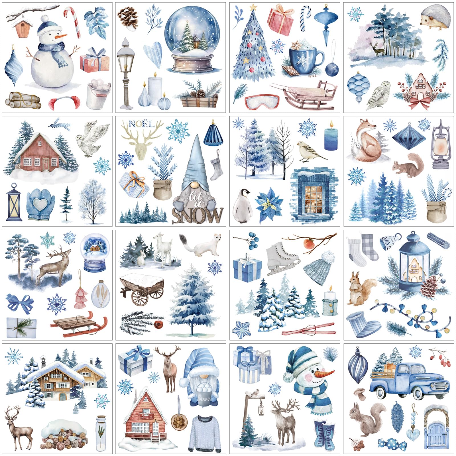 SATINIOR 16 Sheets Winter Snowflake Stickers - DIY Scrapbook Decals for Wood Furniture, Fabric, Journals, Envelopes & Crafts (5.9x5.9 Inch) - Perfect for Holiday Decorations, Gift Wrapping & Memory Books