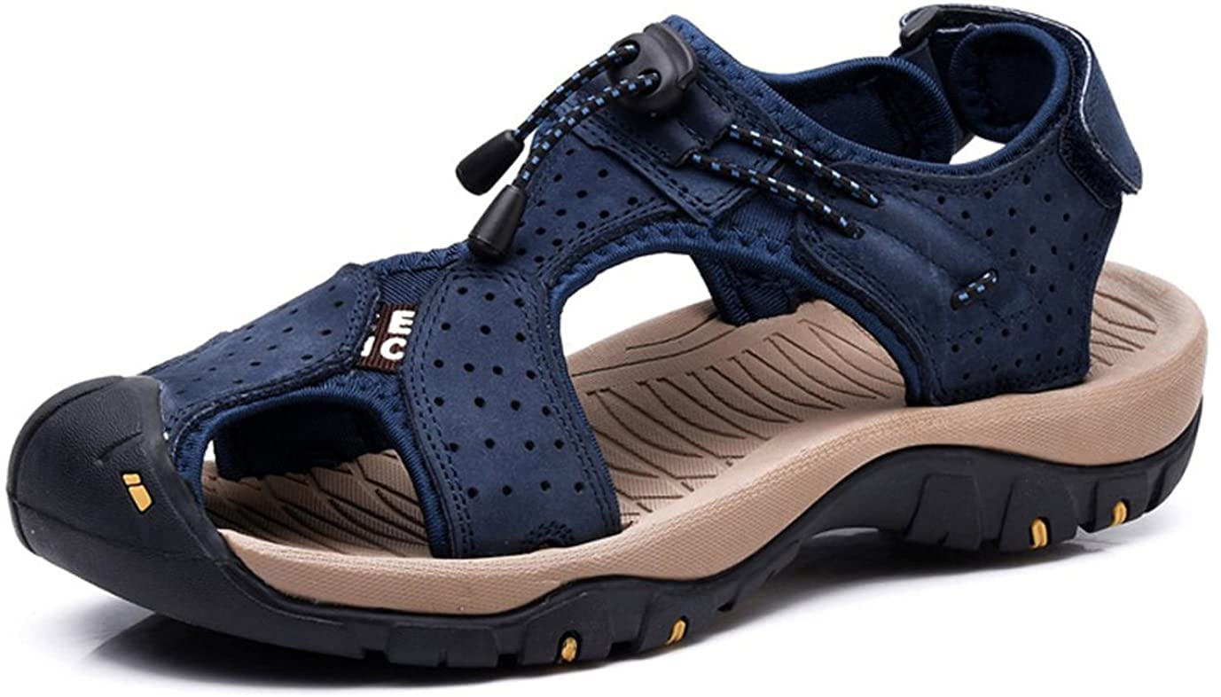 Asifn Men's Outdoor Hiking Leather Sandals - Waterproof Closed Toe Sport Slides for Walking, Fishing, Climbing & Summer Activities | Perfect for Beach, Pool, Camping & Water Sports