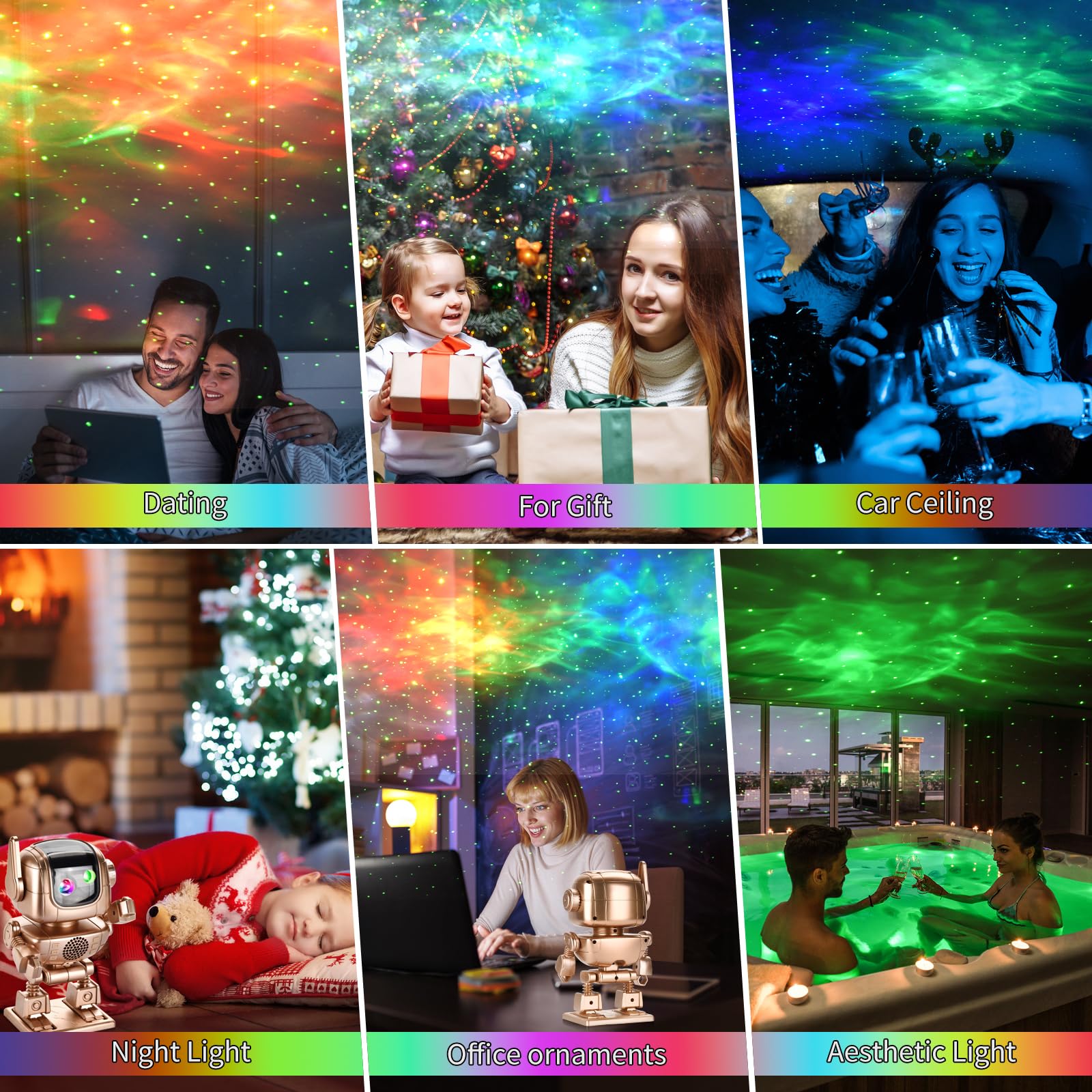 Galaxy Projector with Bluetooth Speaker & White Noise - Astronaut Star Projector LED Night Light, Adjustable 90° Rotation, Timer & Remote Control for Bedroom, Nursery, Christmas Decor & Relaxation