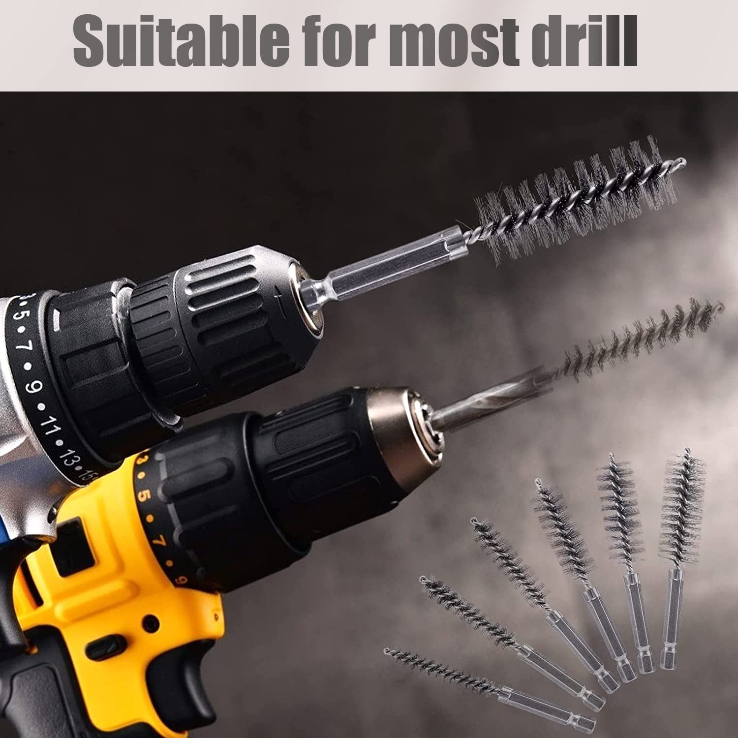 10 Pcs Stainless Steel Bore Brush Set with 1/4 Inch Hex Shank - Drill Wire Cleaning Brushes for Power Drill & Impact Driver - Perfect for Gun Barrel, Pipe, and Automotive Cleaning