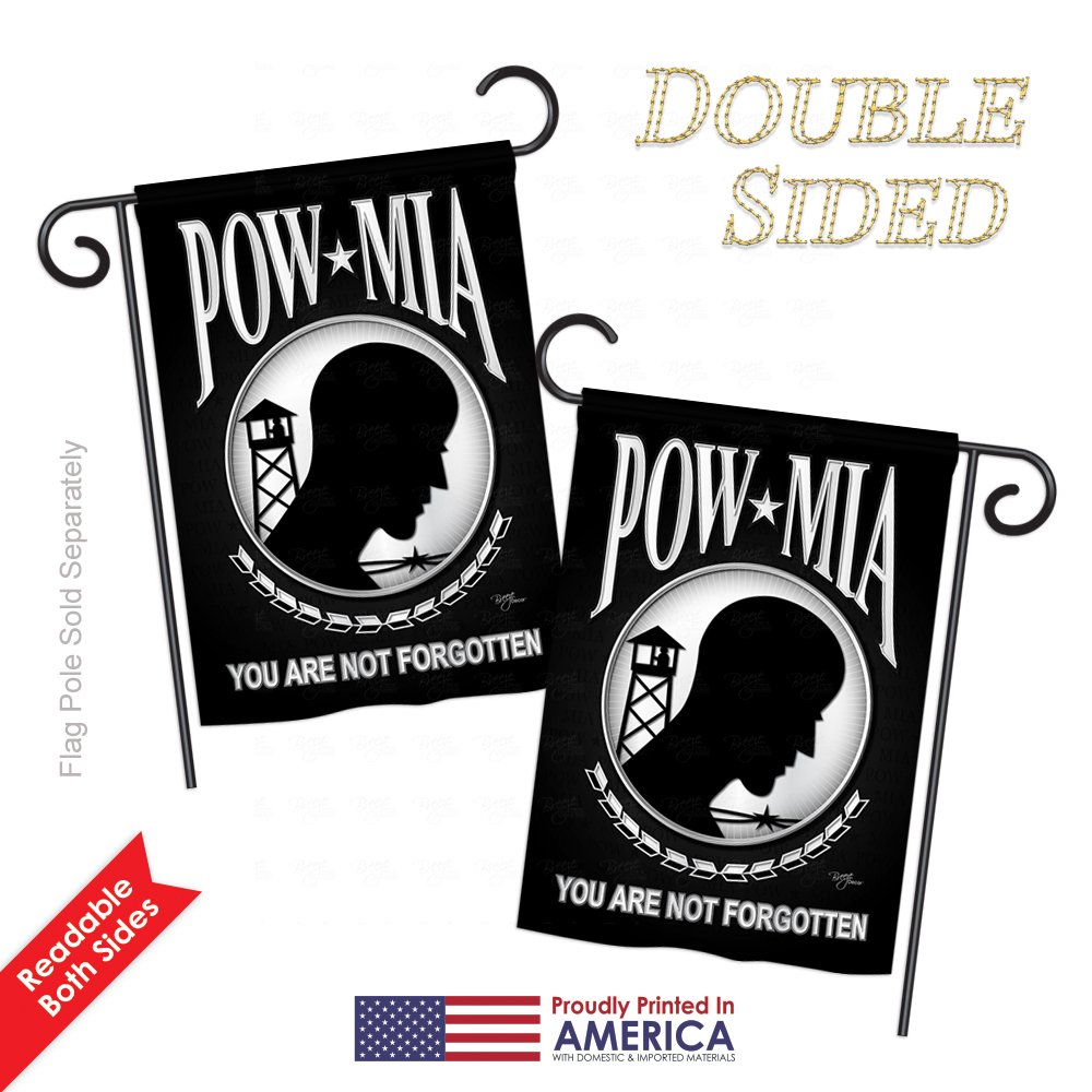 POW/MIA Garden House Flags Kit - Double-Sided 28x40 Inch American Military Veteran Yard Banner - Armed Forces All Branches Support - Honor US Veterans - Made in USA - Perfect for Memorial Day, Veterans Day & Patriotic Home Decor