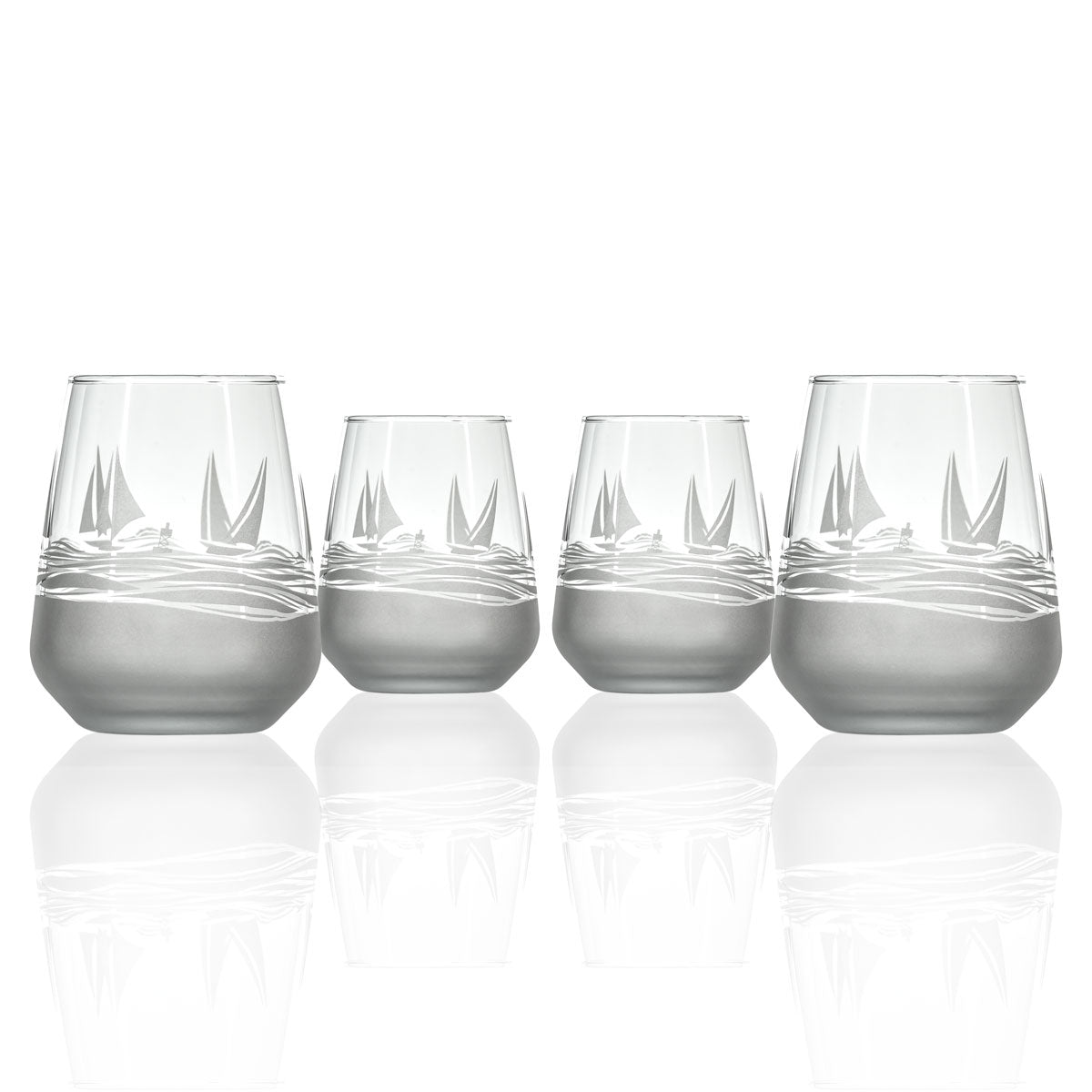 Regatta 15.75oz Stemless Wine Glasses - Set of 4 Shatterproof & Dishwasher Safe - Perfect for Red Wine, Cocktails, and Outdoor Entertaining