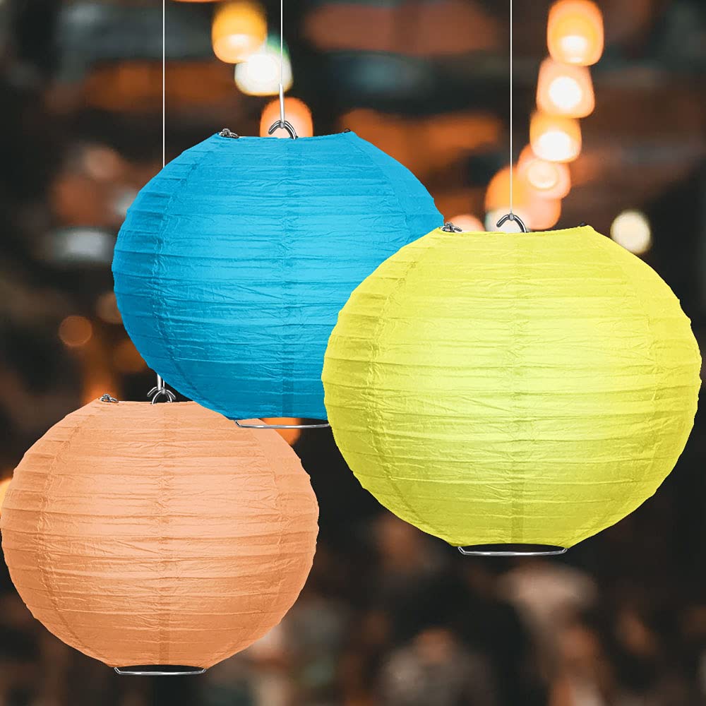 5 Pack Yellow Tissue Paper Lanterns (14 Inch) - Wedding, Party, Birthday & Baby Shower Decorations - Perfect for Indoor & Outdoor Events, Home Decor and Festive Celebrations