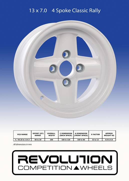 Rev 13 x 7.0 Blank 4-Spoke Road Wheel - High Performance Replacement Wheel for Cars & Trucks - Perfect for Racing, Off-Roading & Custom Builds