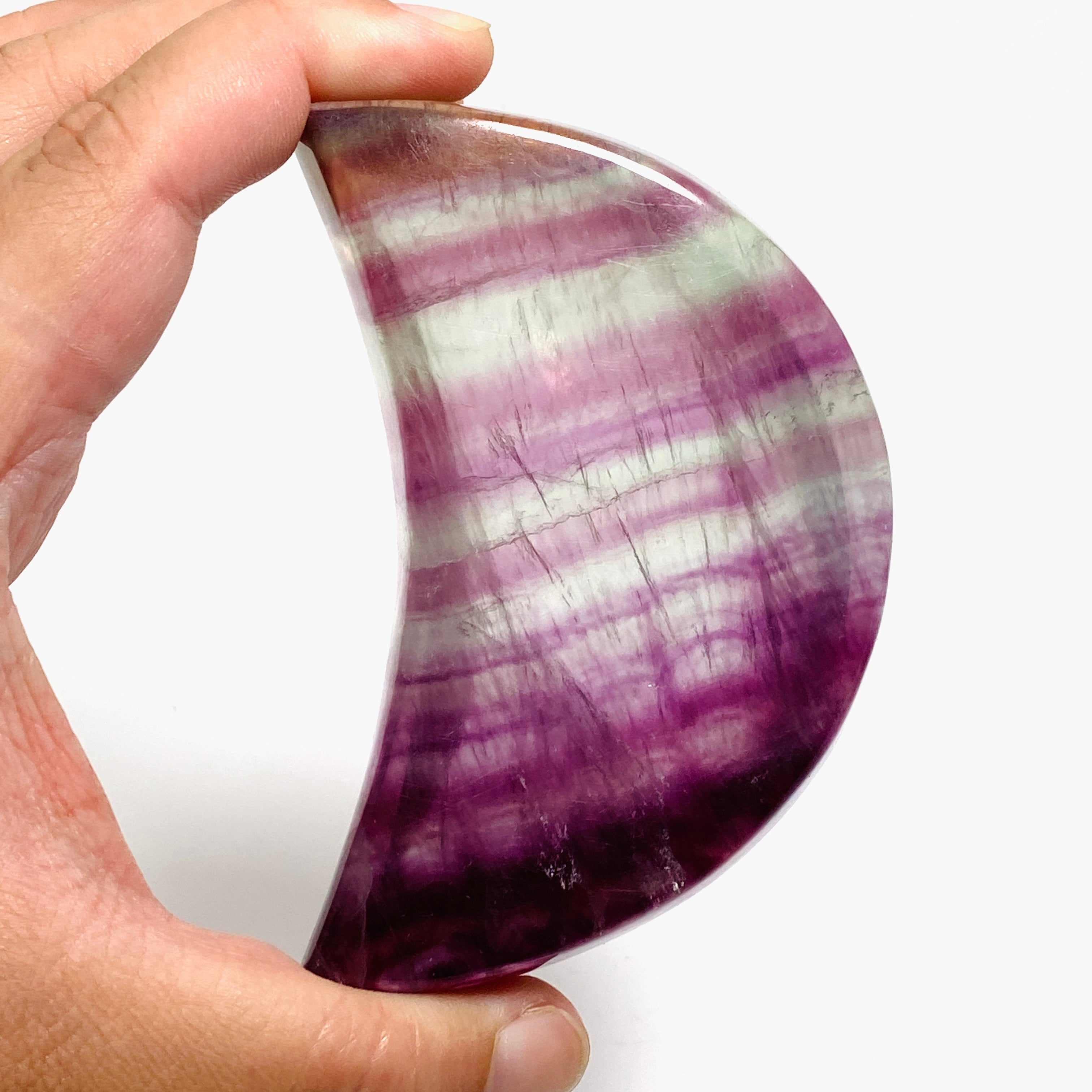 Fluorite Moon Bowl FMB 02 - Natural Crystal Meditation Bowl for Home Decor, Yoga & Spiritual Healing | Perfect for Zen Spaces, Gift Giving & Energy Cleansing