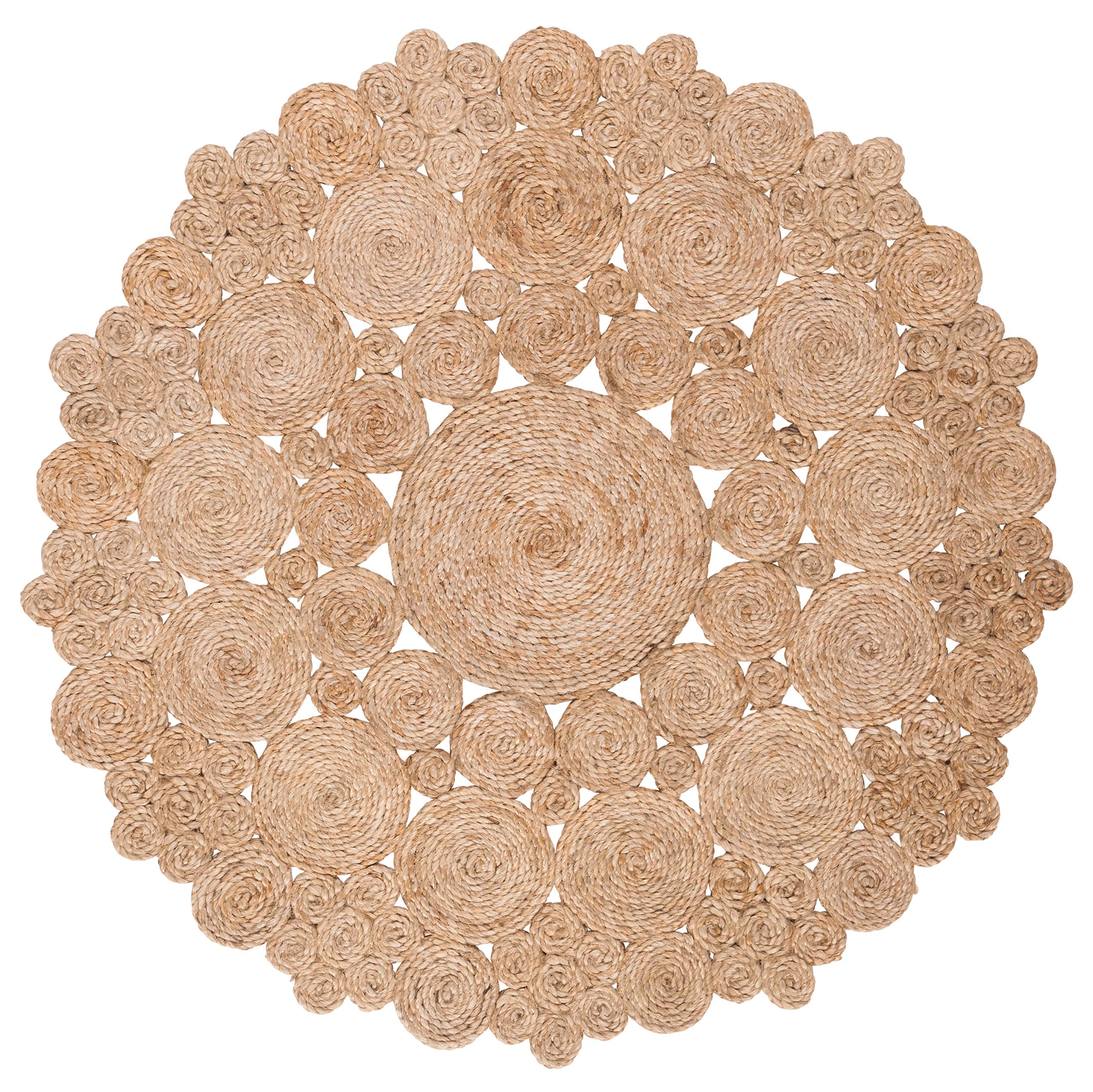 SAFAVIEH Handmade Boho Jute Area Rug 8' Round - Natural Fiber Round Collection NFB245A for Living Room, Bedroom & Boho Decor