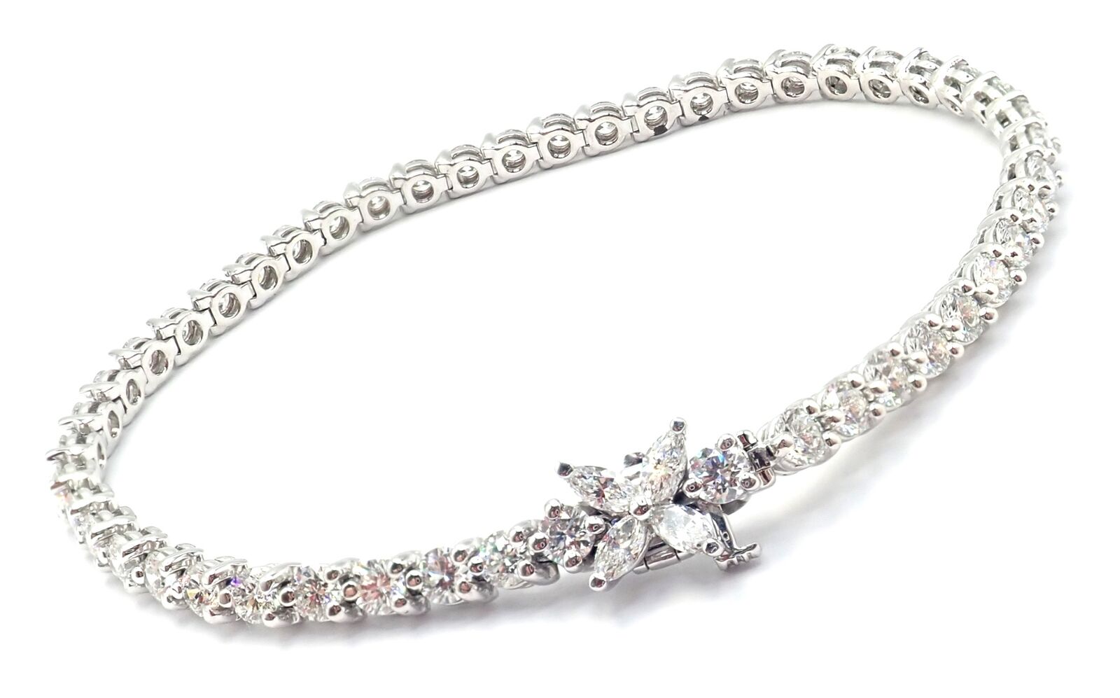 Authentic Tiffany & Co Victoria Platinum 4.49ct Diamond Tennis Bracelet for Women - Luxury Jewelry Gift for Anniversary, Wedding & Special Occasions