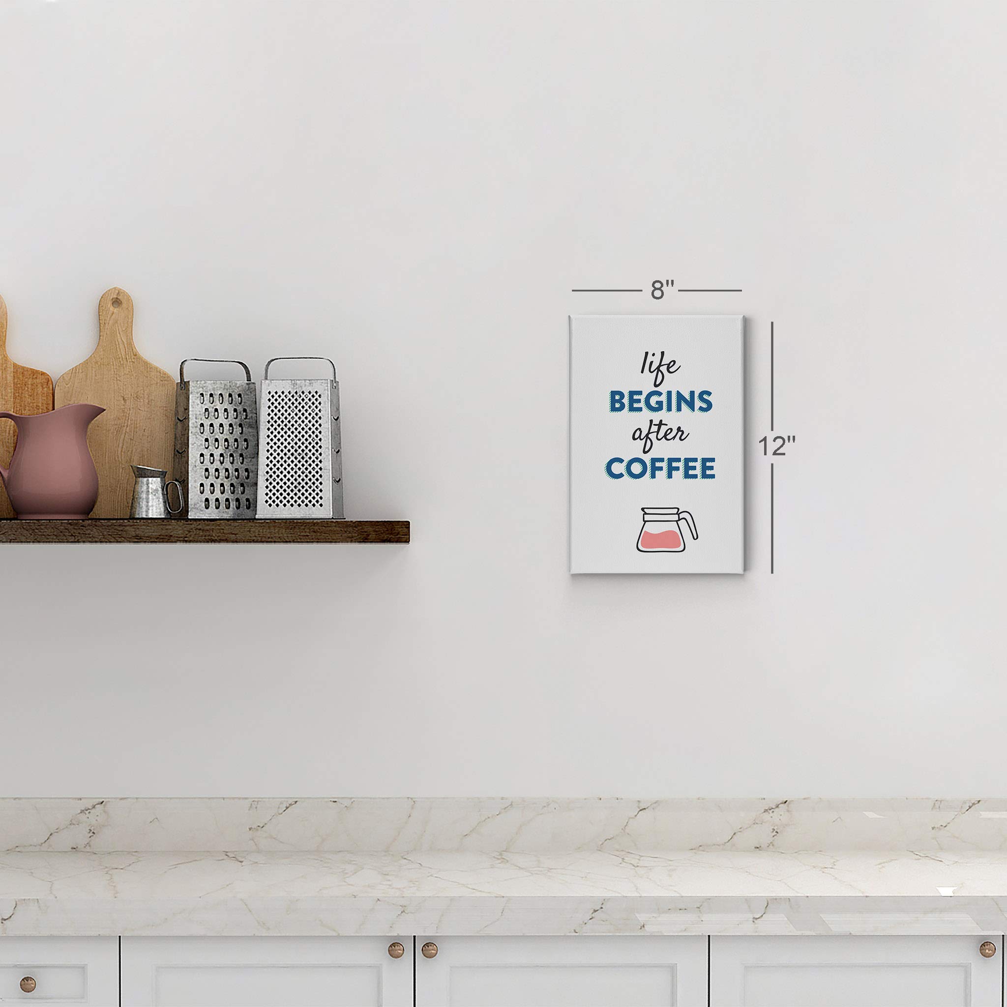 Retro Coffee Pot Canvas Wall Art Print - 'Life Begins After Coffee' Inspirational Quote - Kitchen Decor, Farmhouse Decor, Coffee Shop & Office Wall Art (36x24) - Perfect for Home, Restaurant & Café Decor