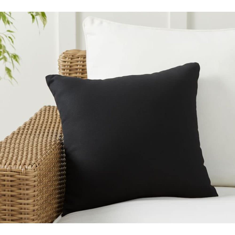 Premium Sunbrella Fabric Decorative Throw Pillows (2-Pack, 22x22 Inches) - Indoor/Outdoor Cushions with Insert for Patio, Sofa & Bed - Water-Resistant Canvas Black - Perfect for Living Room, Garden & Poolside Relaxation