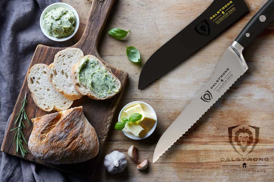 Dalstrong Gladiator Series 8-Inch Serrated Offset Bread & Deli Knife - NSF Certified Professional Kitchen Knife for Slicing Bread, Sandwiches & Deli Meats