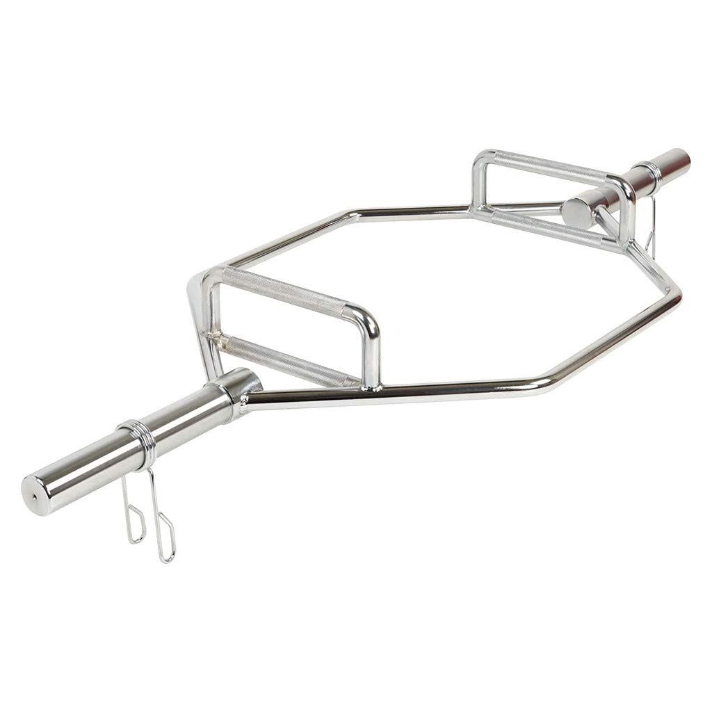Olympic 2-Inch Hex Weight Lifting Trap Bar with Knurled Handles - Solid Hexagon Drop Pads for Strength Training, Fitness Gear & Barbell Plate Storage - Perfect for Home Gym, CrossFit & Powerlifting Workouts
