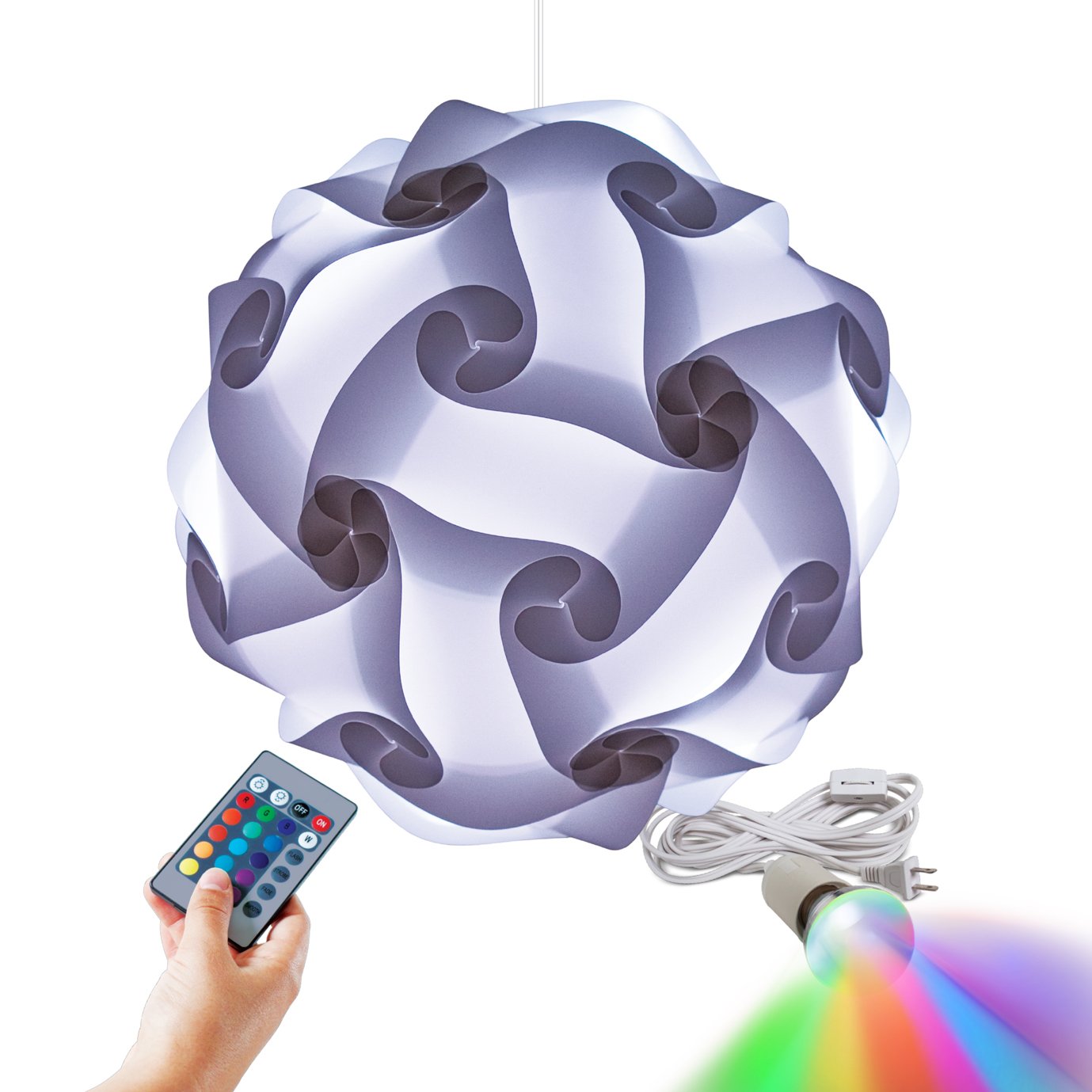 Geosphere White 3D Puzzle Lamp with LED Bulb & Remote Control - 12