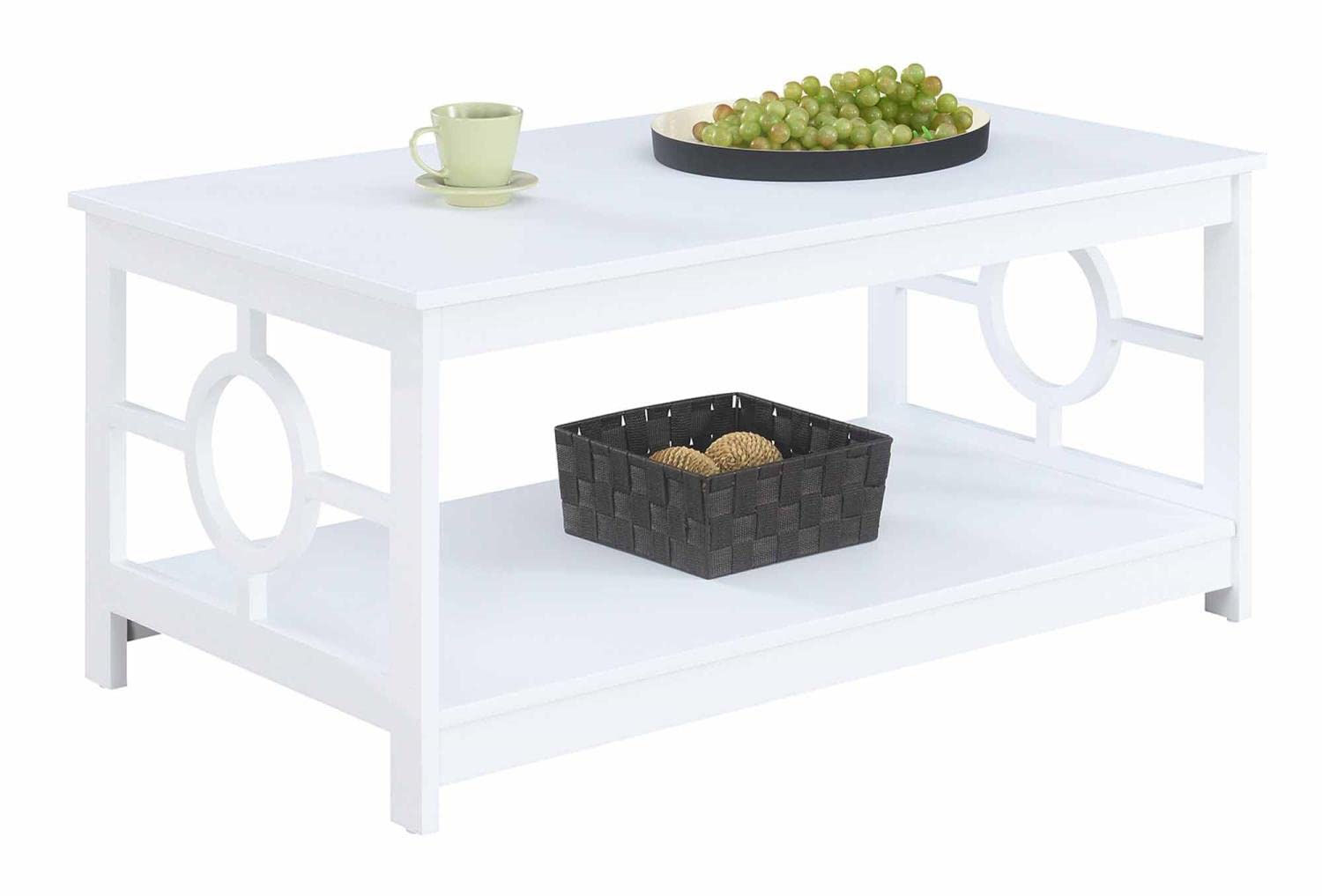 Convenience Concepts Ring Coffee Table - Modern White End Table for Living Room, Perfect for Small Spaces & Home Decor | Ideal for Coffee, Books & Display