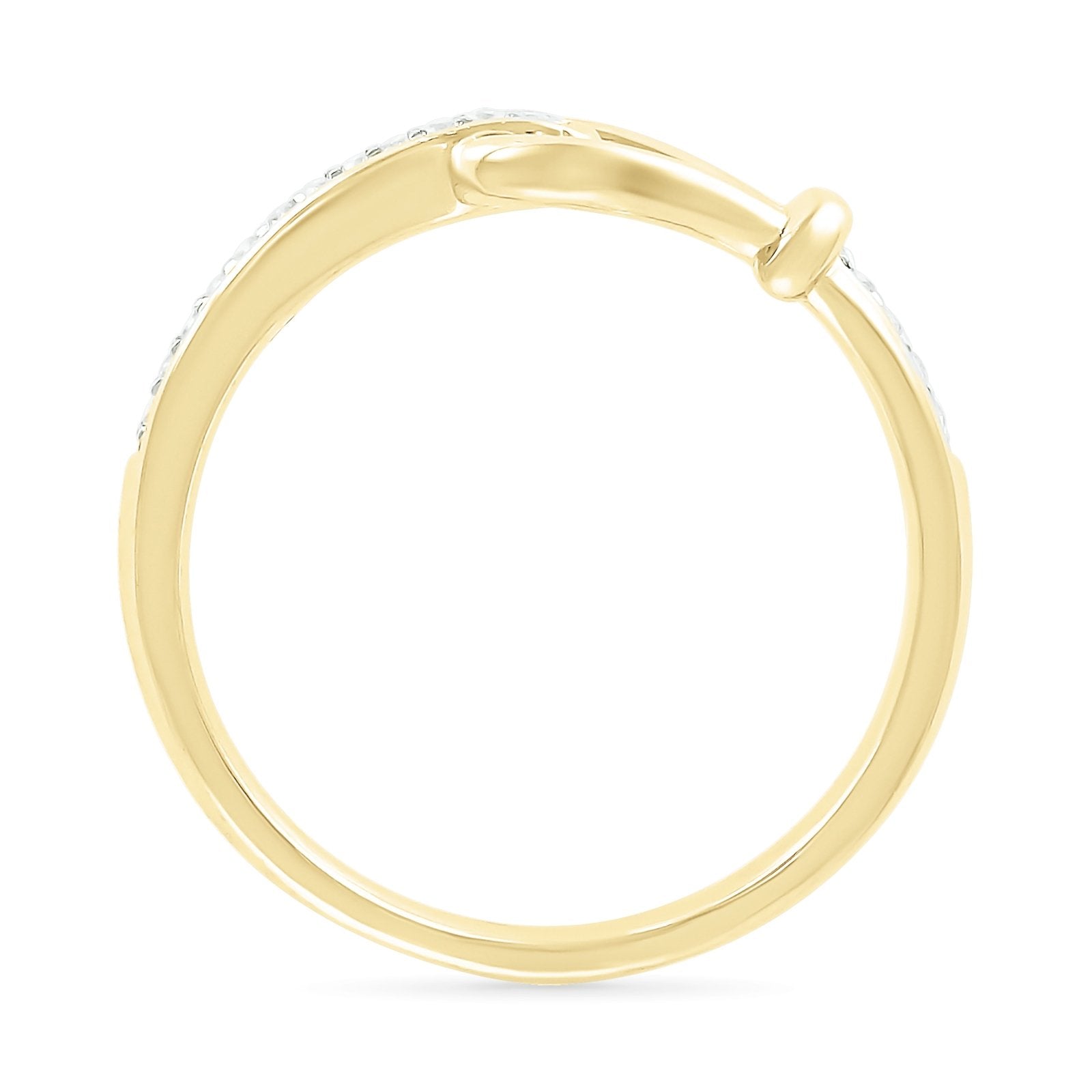 10k Yellow Gold Diamond Gancini Loop Ring - Elegant Stackable Jewelry for Women, Perfect for Weddings, Anniversaries & Everyday Luxury Wear