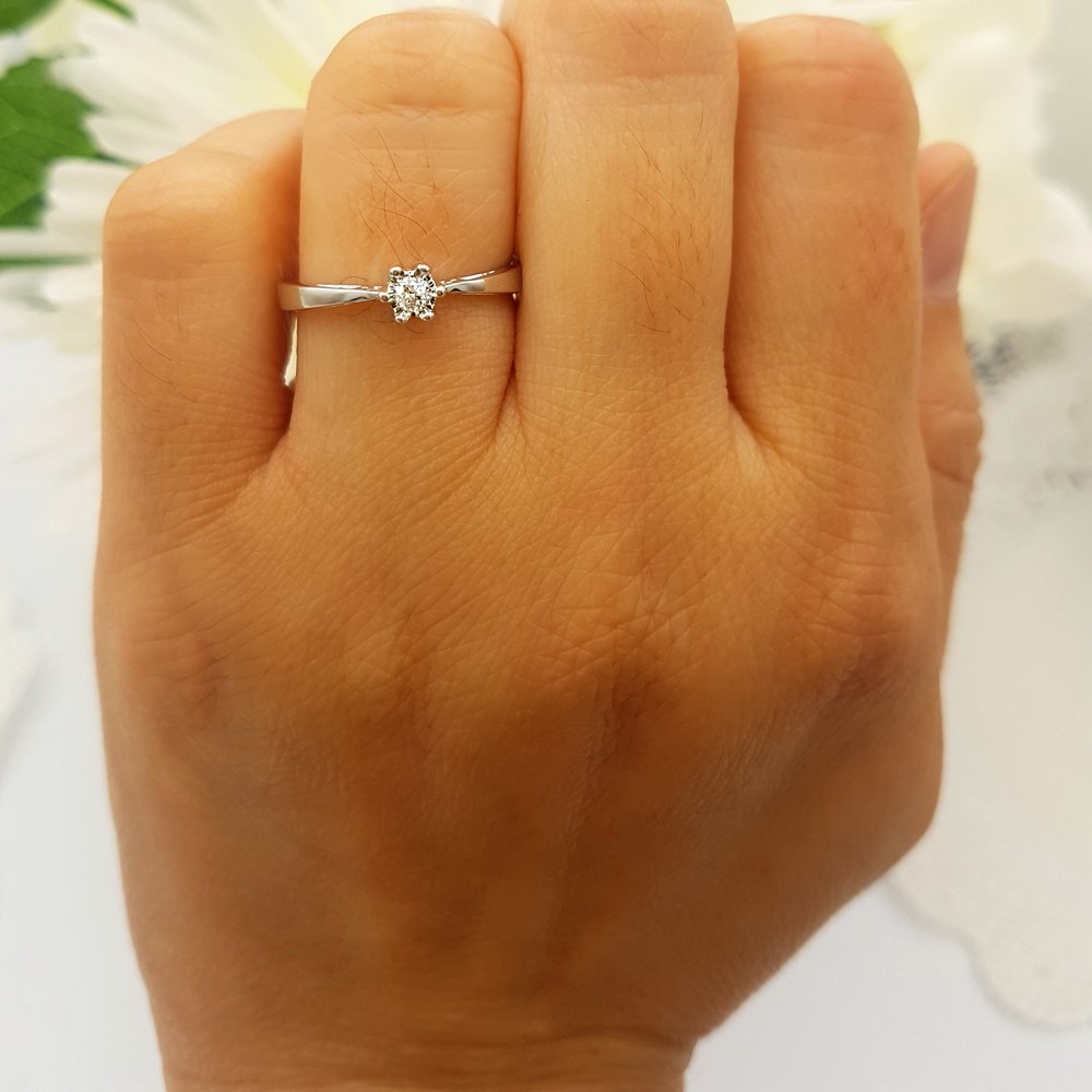 0.07ct Round Diamond Solitaire Engagement Ring for Women - Sterling Silver Promise & Bridal Ring - Perfect for Proposals, Anniversaries & Special Occasions