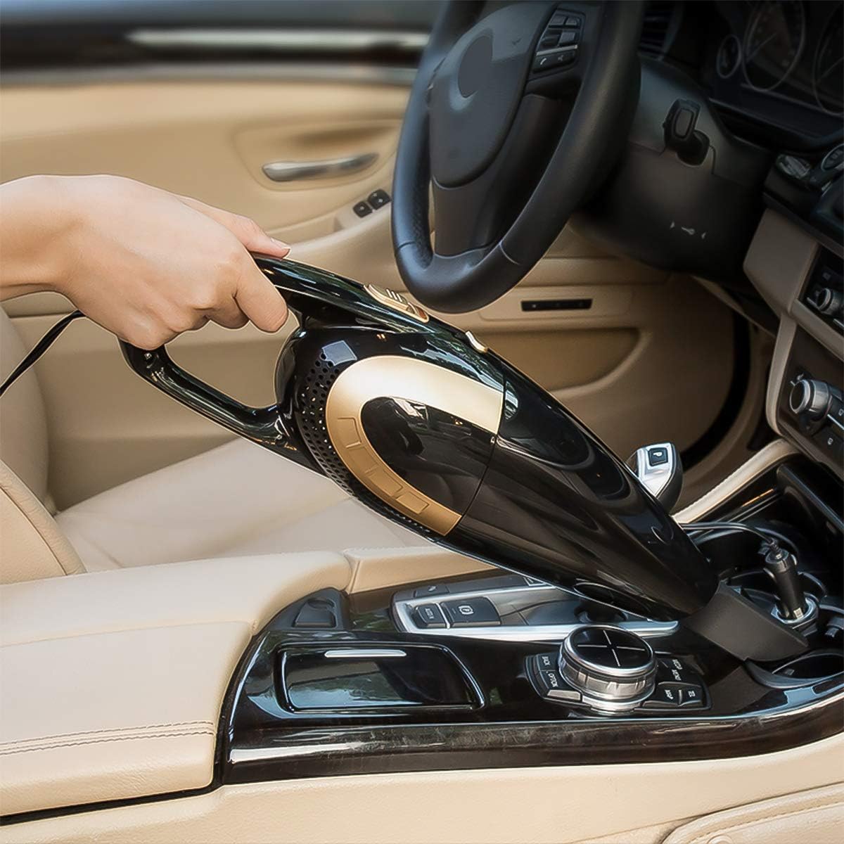 Ergocar 12V 120W Portable Car Vacuum Cleaner - Handheld Wet/Dry Auto Vacuum for Car, Home, Sofa & Pet Hair | Wired DC Power | Ideal for Car Detailing & Pet Hair Removal