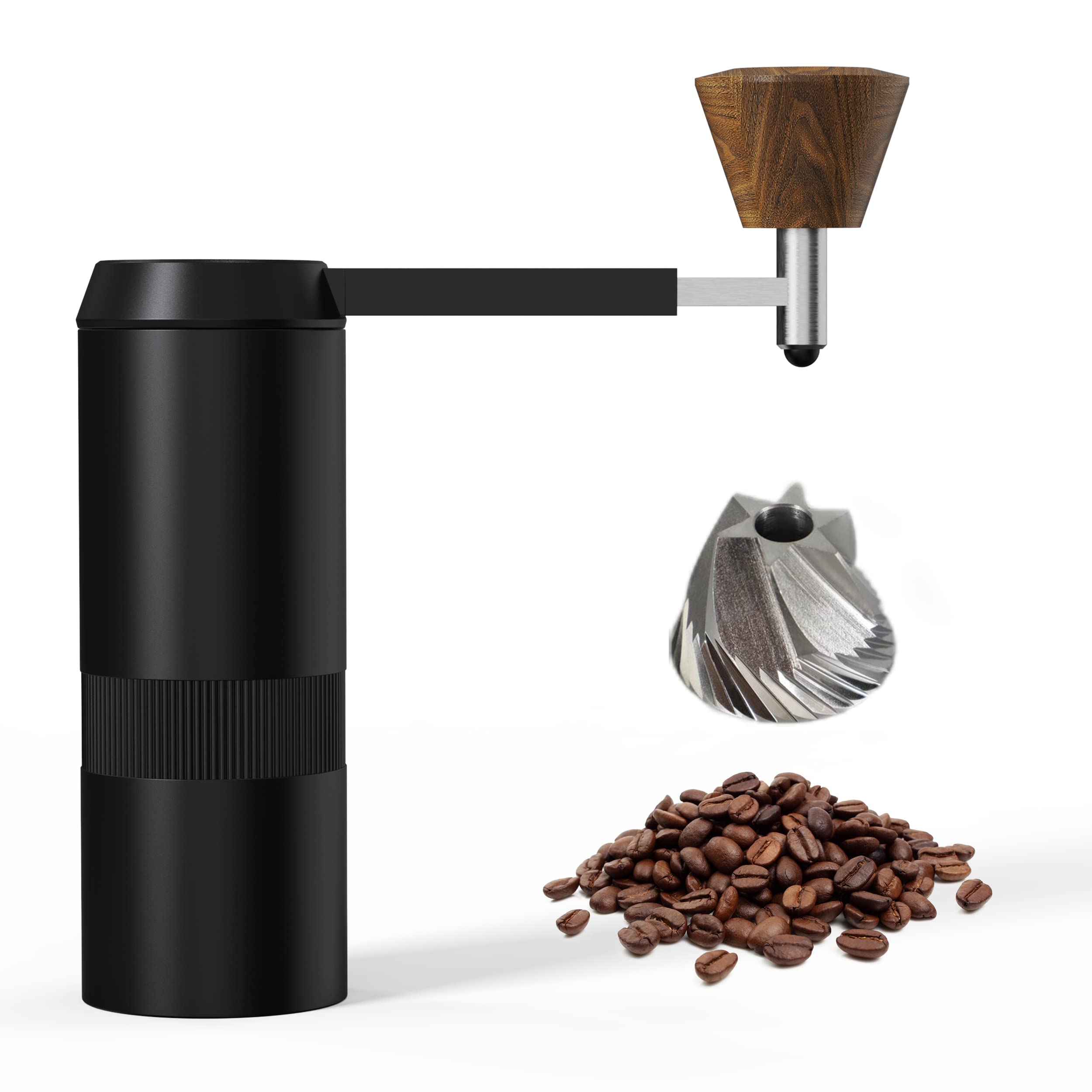 Premium Manual Coffee Grinder with Foldable Handle - 38mm CNC Stainless Steel Conical Burr, Adjustable Settings for Espresso to French Press (20g Capacity) - Perfect for Home, Office, Camping & Travel Coffee Brewing