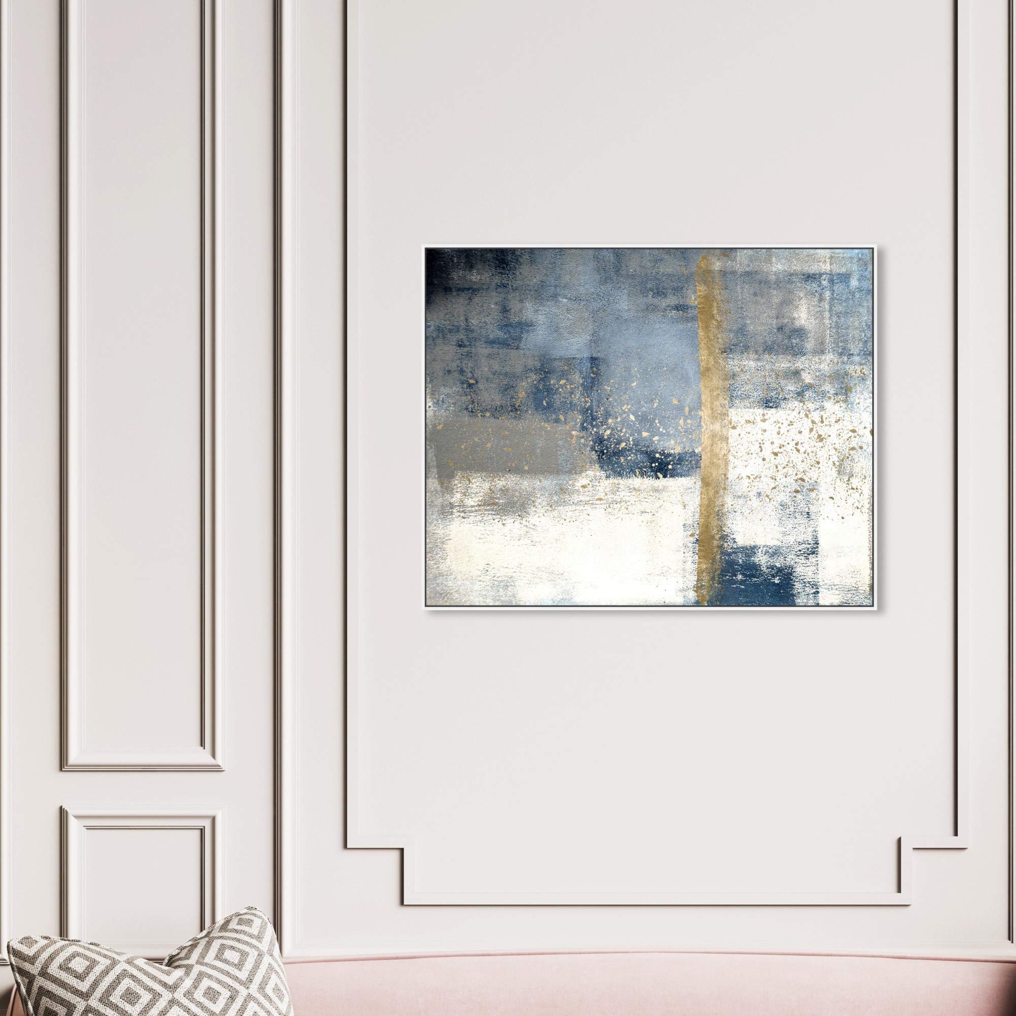 Abstract Framed Wall Art Canvas Print 'In The Mid Summer' - 36x45 Inches Blue & White Home Decor by Oliver Gal Artist Co. - Perfect for Living Room, Bedroom & Office Wall Decor