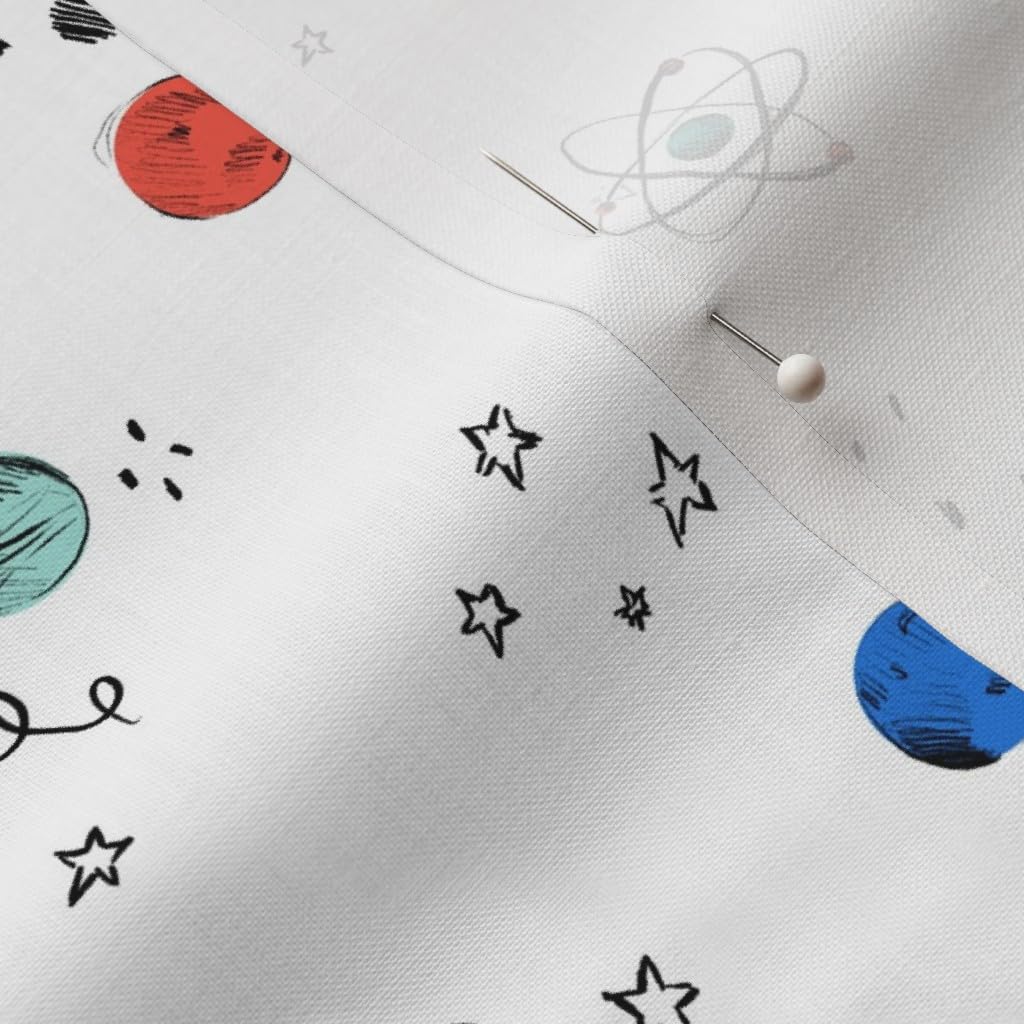 Space Out Light Planet Spaceship Star Outer Space Printed Cotton Fabric by The Yard - Premium Petal Signature Cotton for Sewing, Quilting, Apparel & DIY Crafts - Perfect for Home Decor, Baby Clothes & Unique Gift Ideas