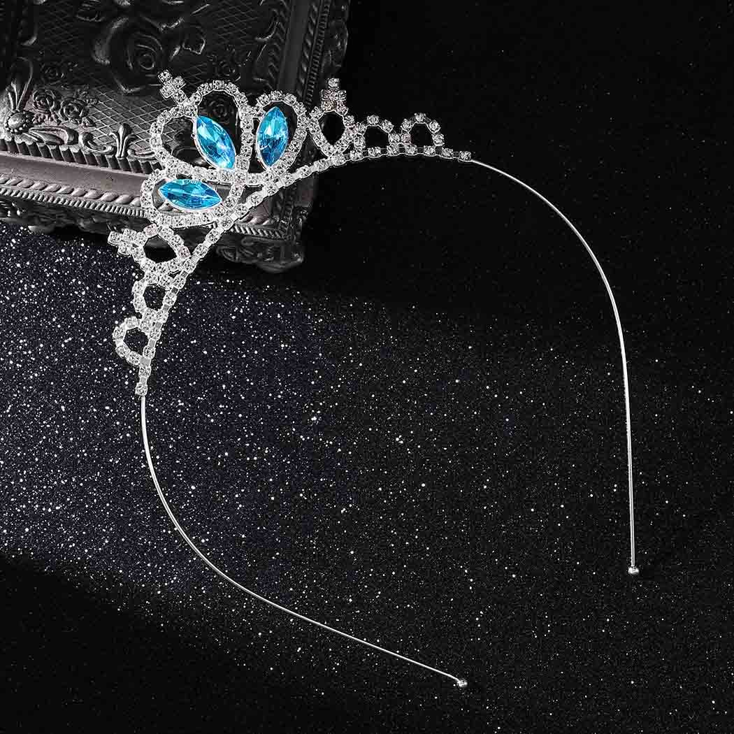 Blue Crystal Princess Crown Tiara for Women & Girls - Elegant Birthday Party Hair Accessory & Costume Headband - Perfect for Birthday Parties, Pageants, Halloween & Dress-Up Play