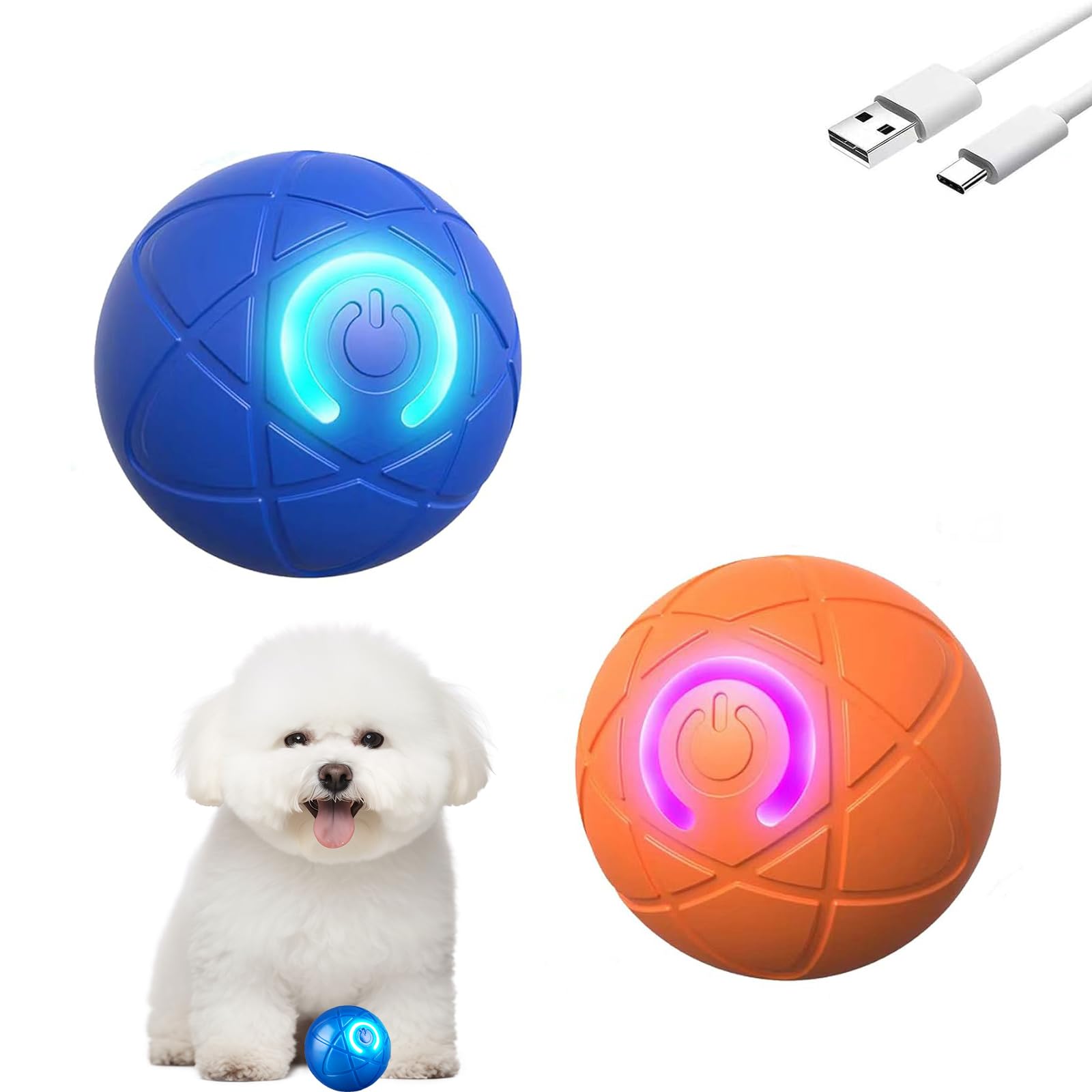 2PCS Vibrating Dog Ball Toy - Blue & Orange Automatic Moving Shaky Ball for Dogs - Interactive Pet Toy for Indoor & Outdoor Play, Training & Exercise