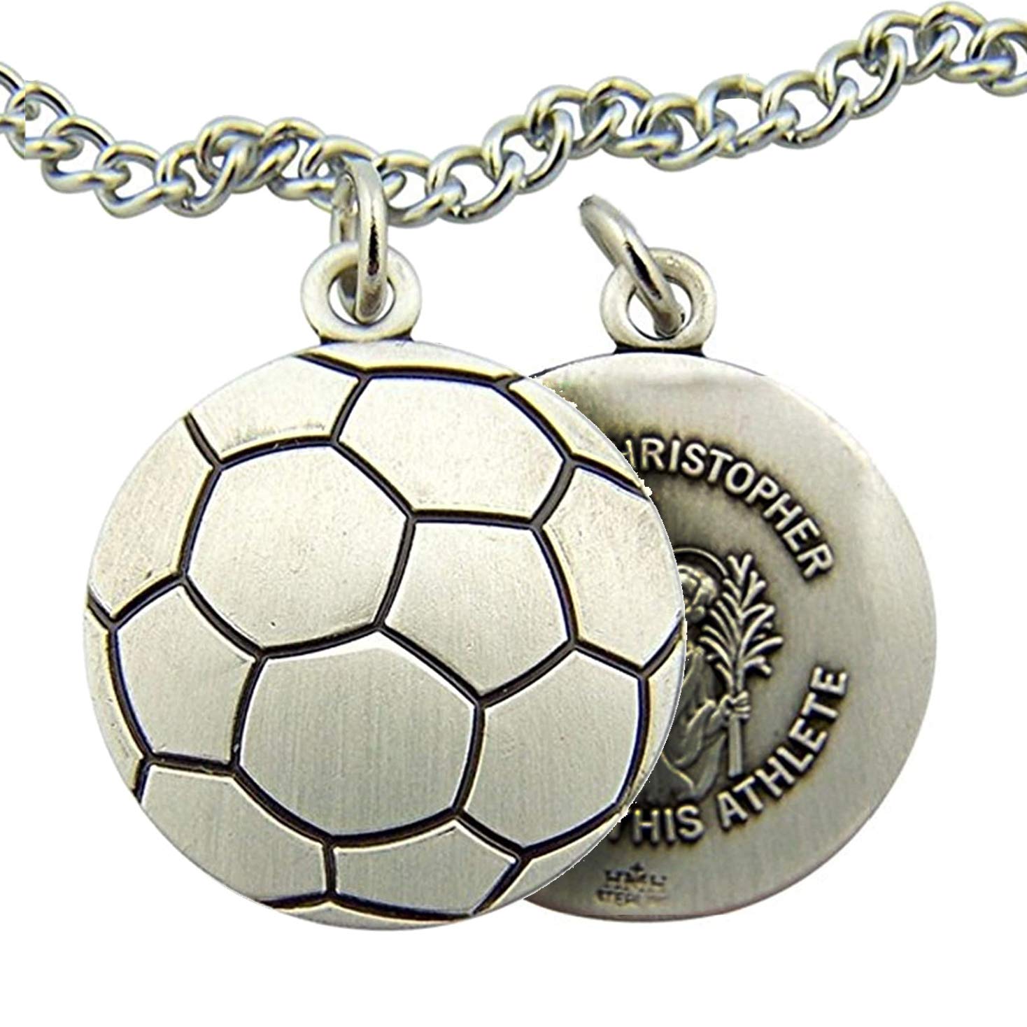 Saint Christopher Sterling Silver Sports Medal - Religious Gift for Athletes - Protection Pendant for Runners, Swimmers & Sports Enthusiasts