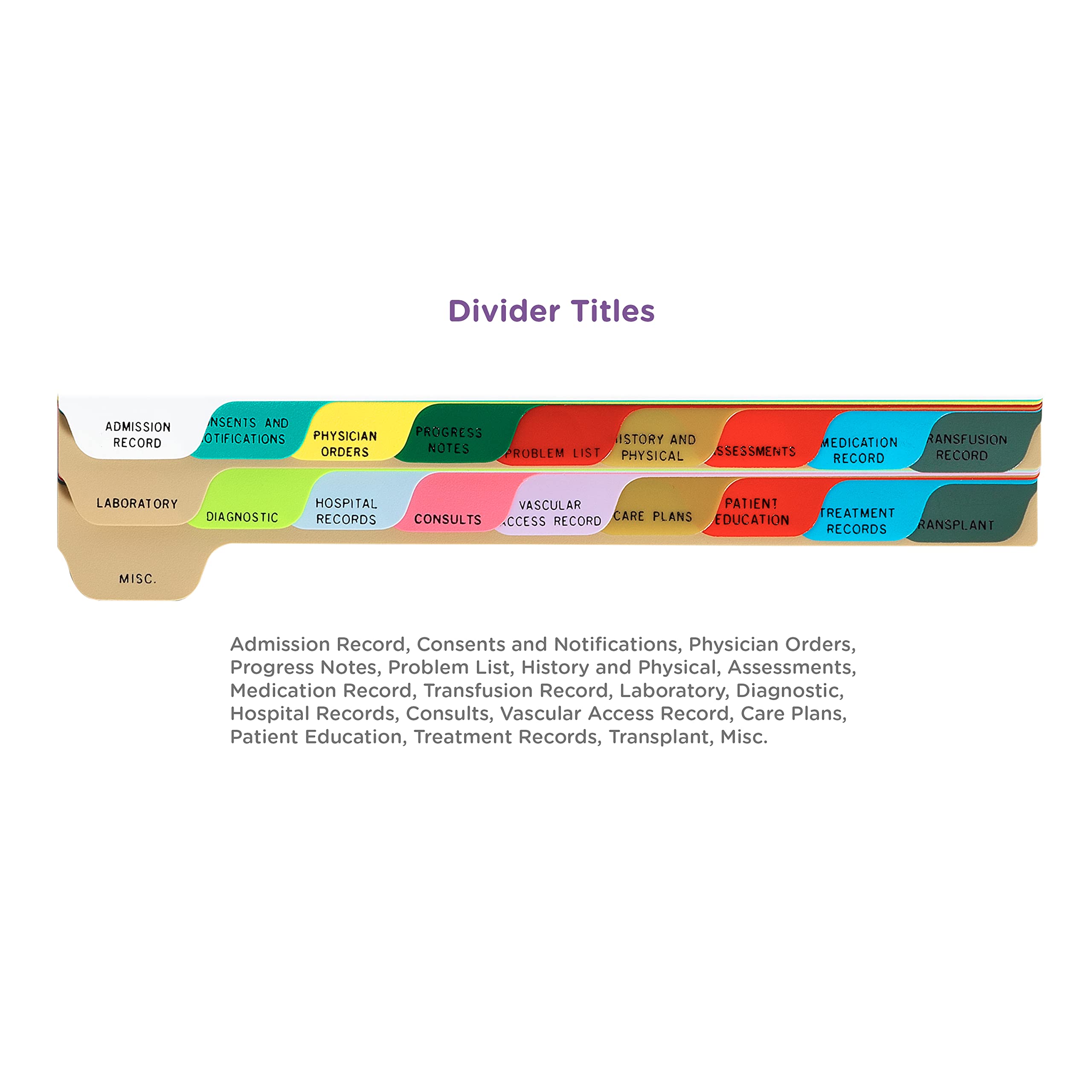 Carstens Heavy Duty Plastic Binder Dividers Set - 19-Tab Multi-Color Index Tabs with Pull Tab Die Cuts for 2-Ring, 3-Ring & 5-Ring Binders | Perfect for School, Office Organization & Document Filing